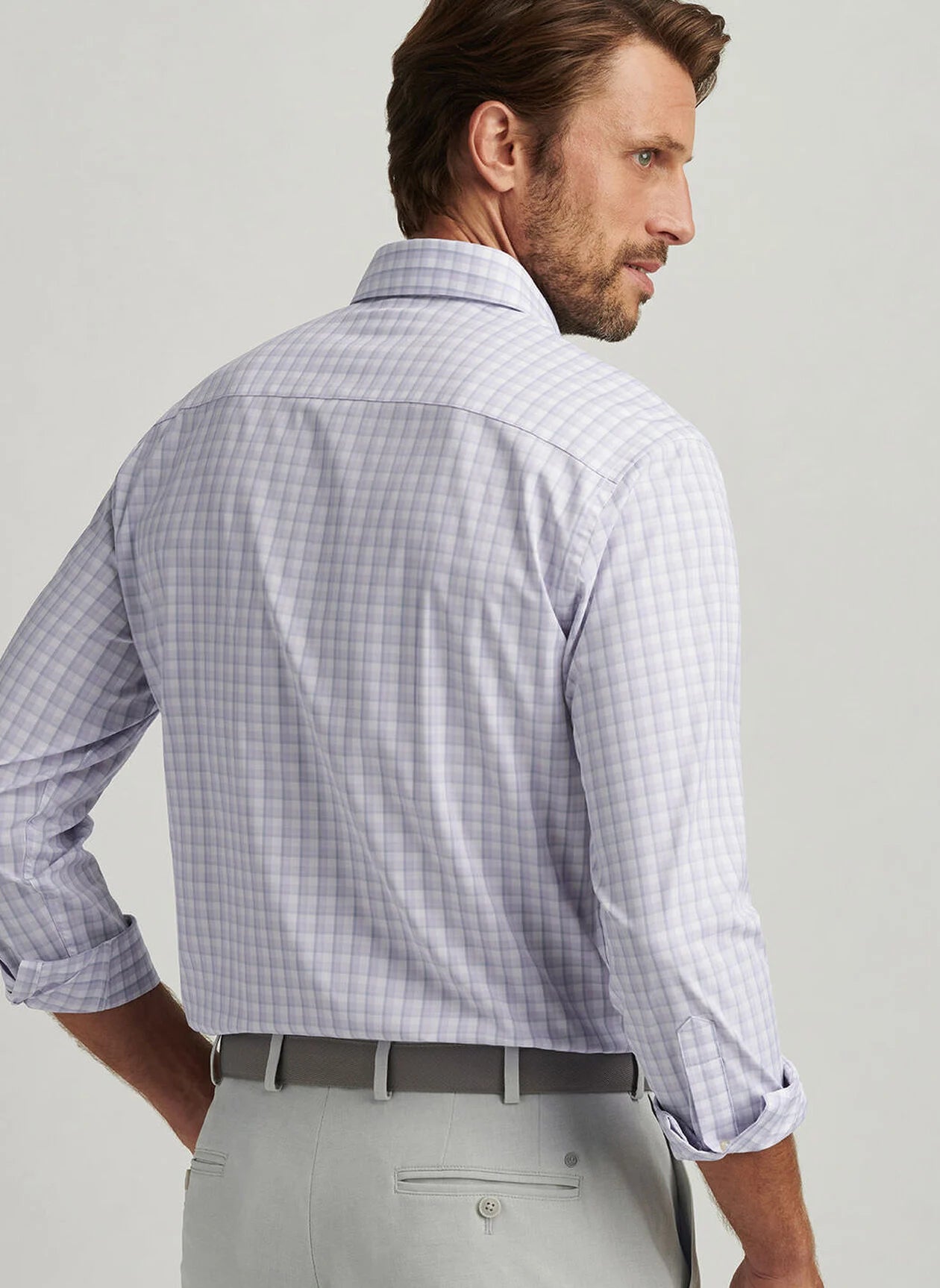 Peter Millar Lilac Plaid Long Sleeve Button Down Shirt for Men - Casual & Office Wear