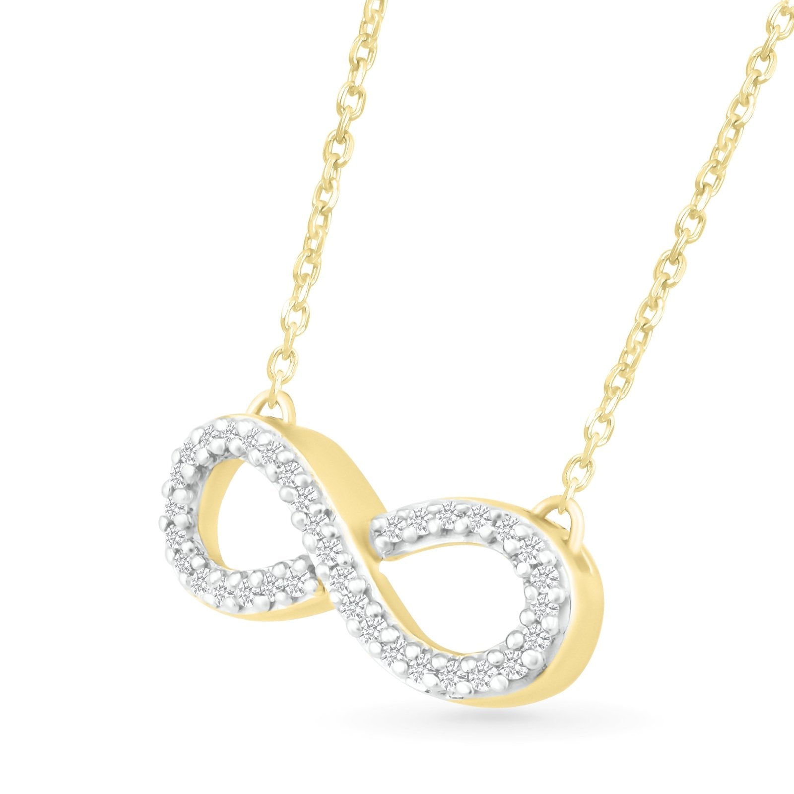 10K Yellow Gold Diamond Pave Infinity Pendant Necklace for Women - Elegant Jewelry Gift for Anniversary, Birthday & Valentine's Day