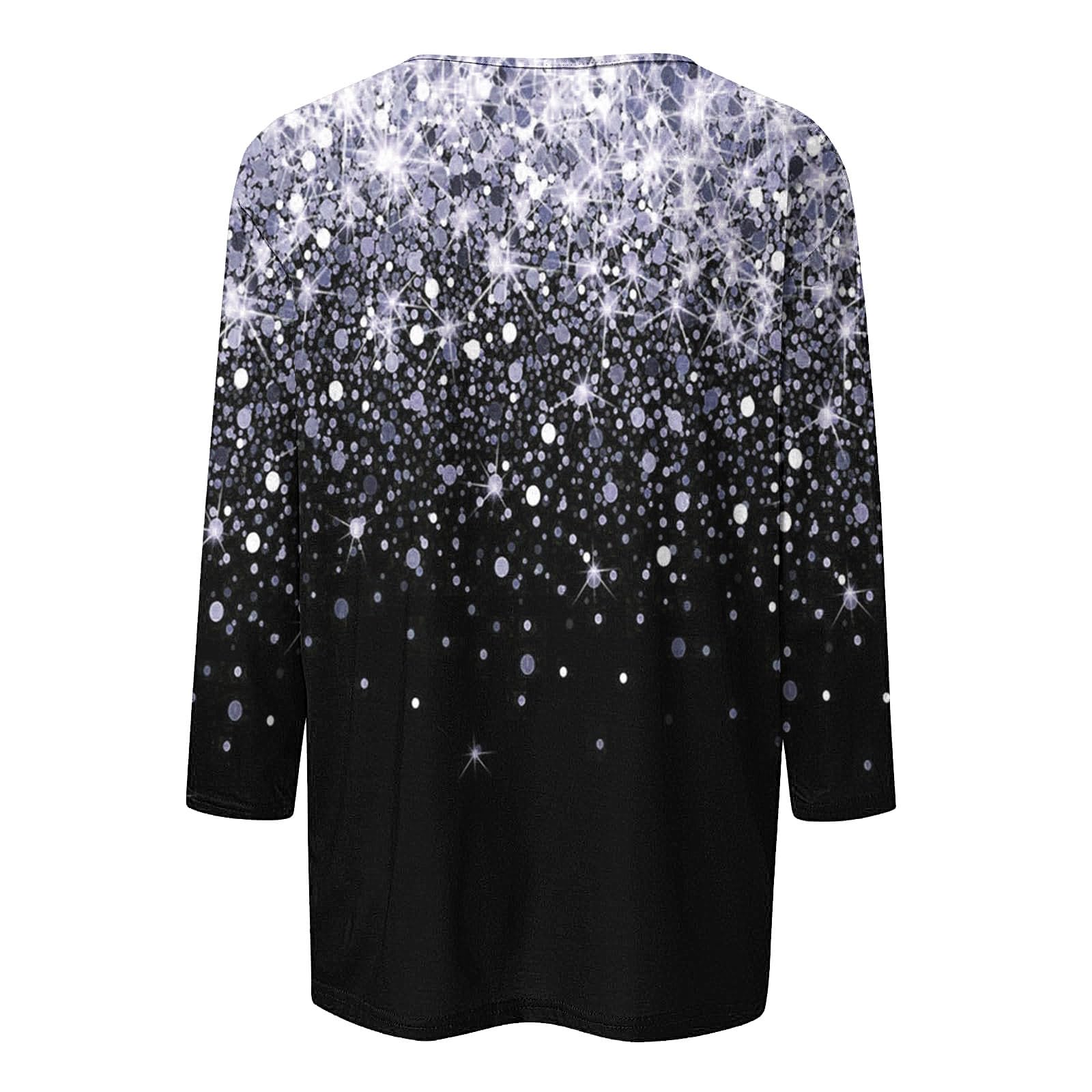 2024 Women's Summer Tops - Casual 3/4 Sleeve Crewneck Floral Print Blouse, Loose Tunic Pullover Shirt for Work, Date Night & Vacation Outfits
