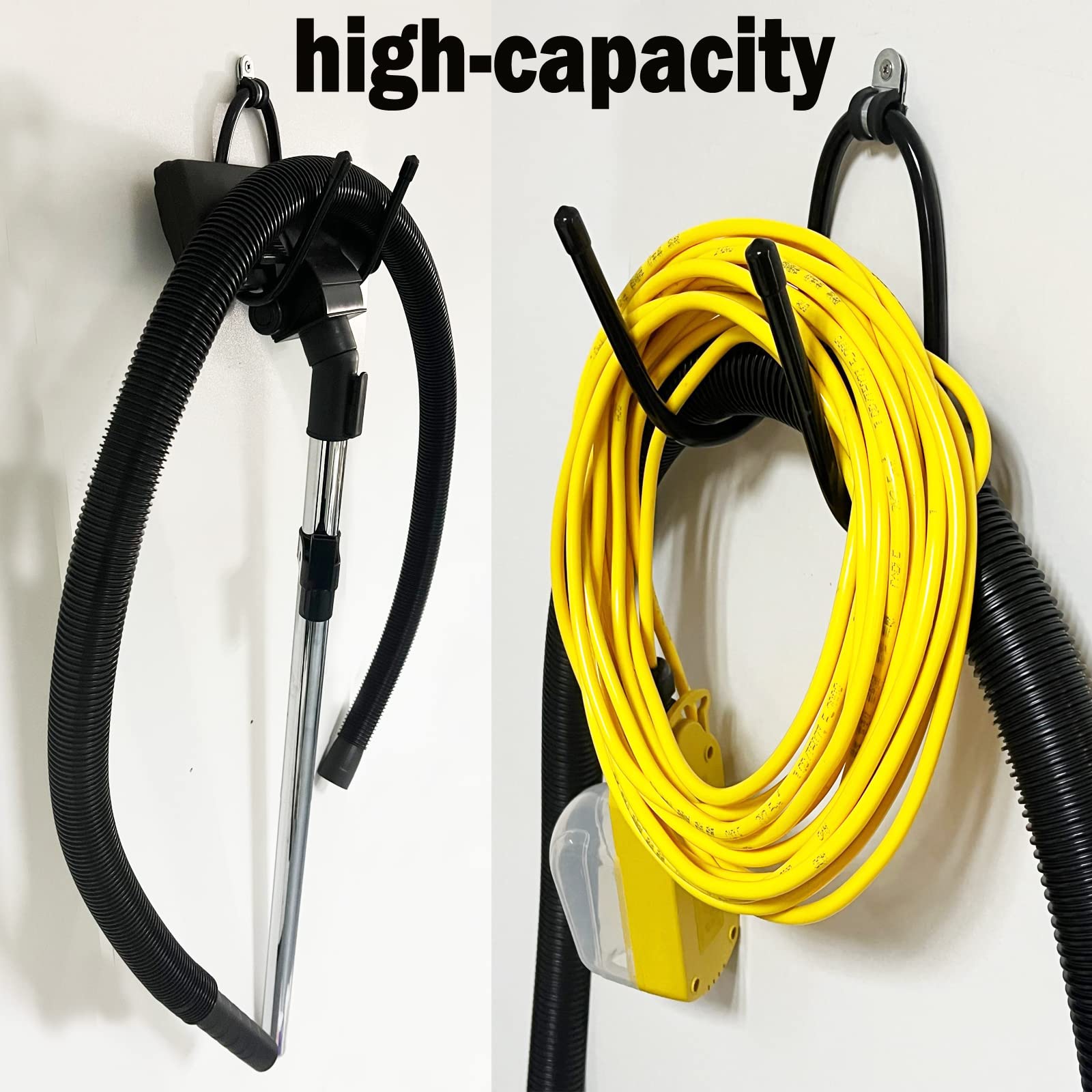 2 Pack Vacuum Hose Holder - Wall Mount Storage Rack for Canister Vacuum Cleaners - Garage & Shop Organization
