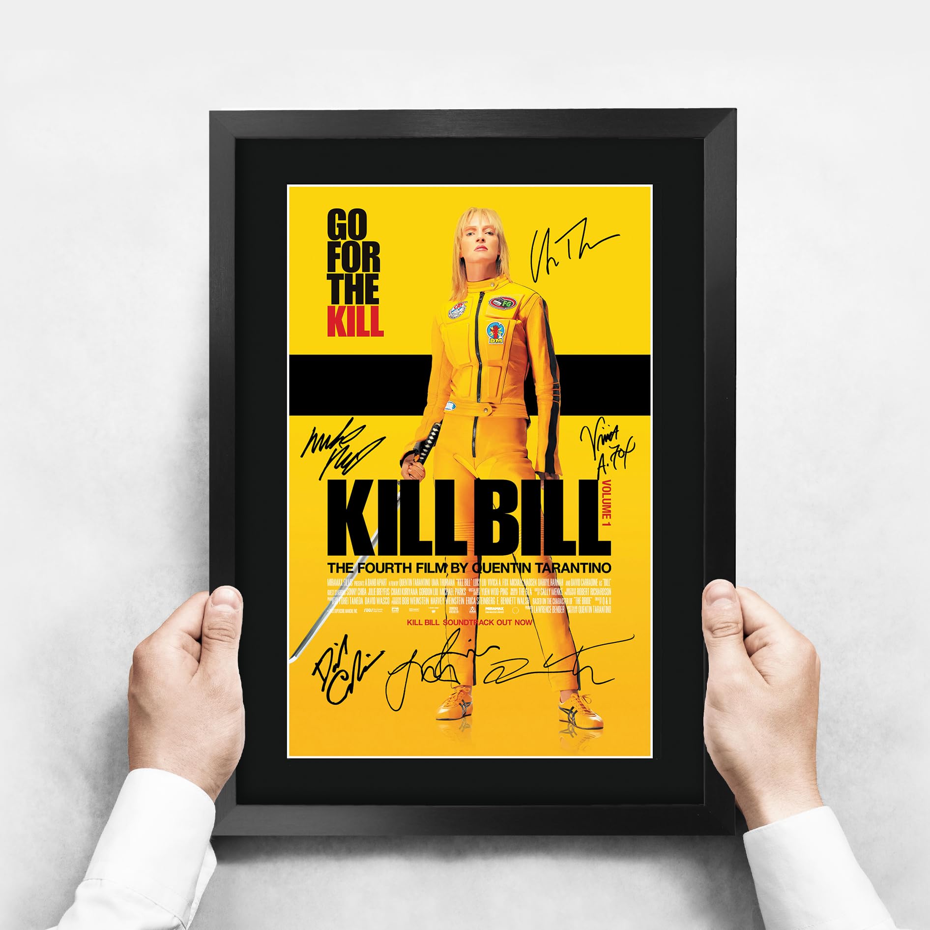Kill Bill Vol 1 Movie Memorabilia - 16x12 Inch Framed Autographed Picture with Printed Signature - Perfect Gift for Film Fans & Collectors - Great for Home Theater Decor, Man Cave, or Office Display