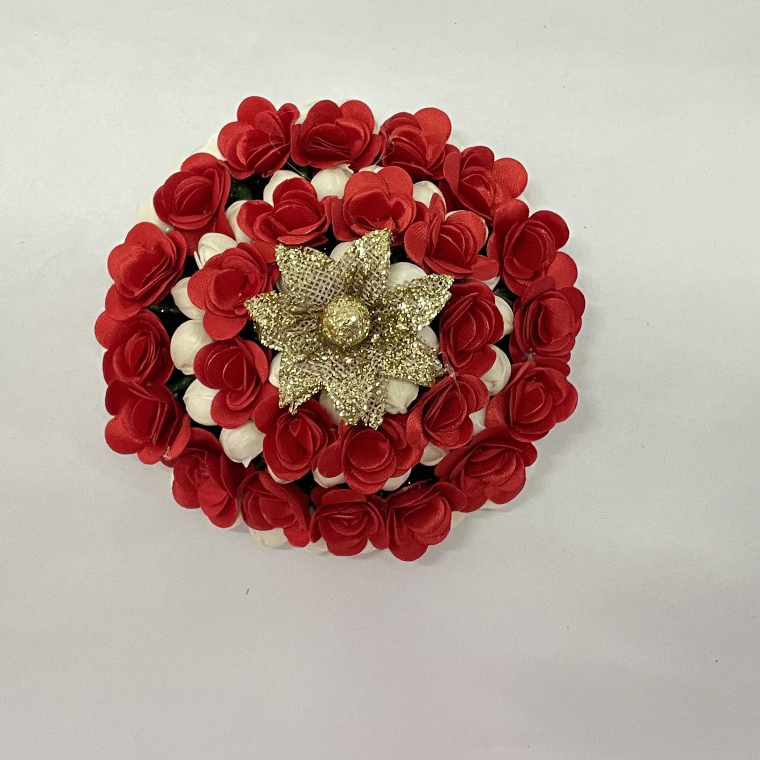 Maahal Bridal Bun Juda Gajra Maker - White & Red Floral Hair Accessories for Women & Girls | Perfect for Weddings, Parties & Special Occasions
