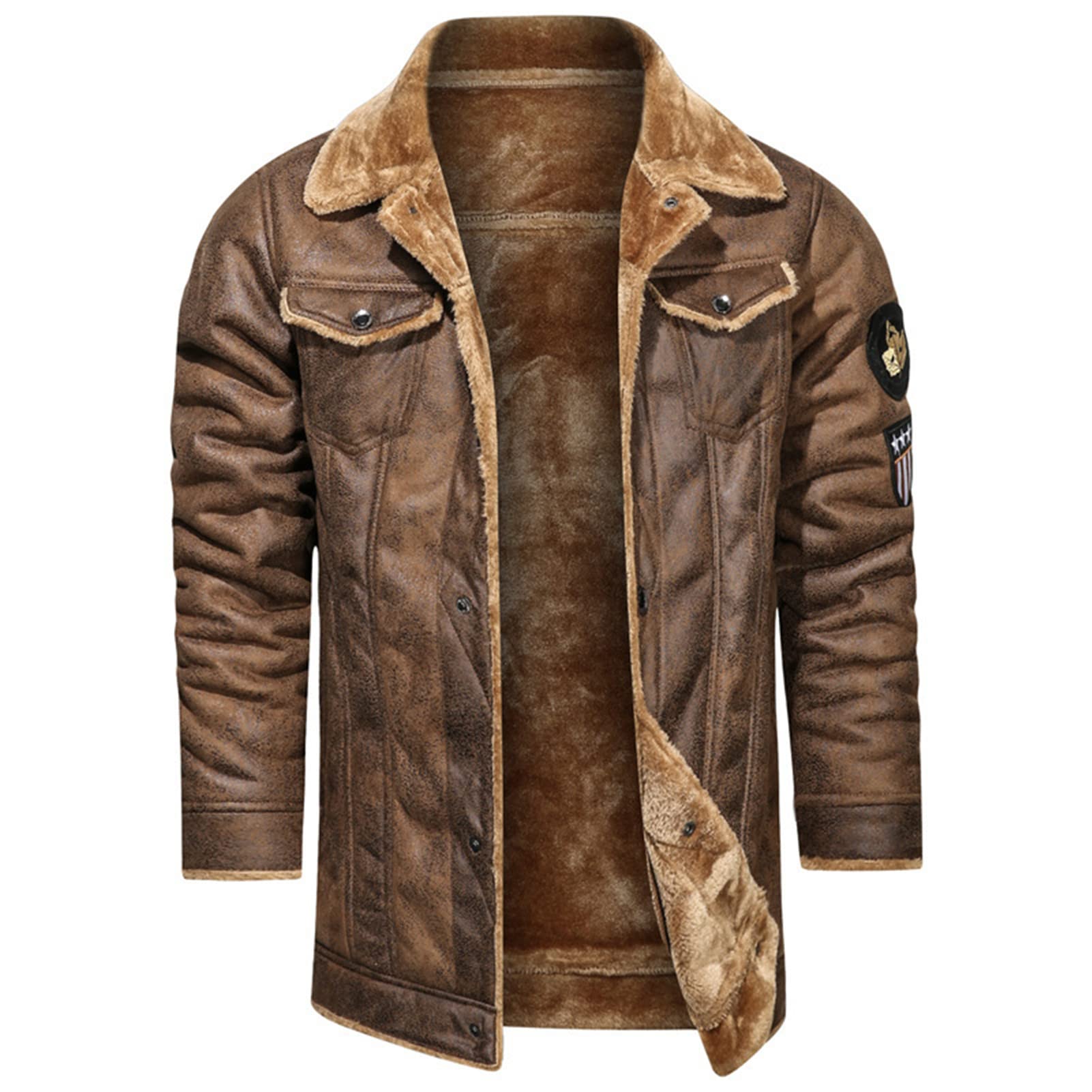 WMJL Men's Western Suede Leather Cowboy Jacket - Vintage Trucker Coat for Motorcycle Riding, Punk Fashion Outerwear (Brown, XL) - Perfect for Biker Events, Country Concerts & Urban Street Style