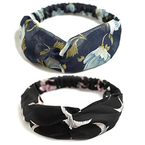 FAMEZA 10 Pack Women's Headbands - Boho Floral Printed Criss Cross Elastic Hair Bands for Women & Girls - Perfect for Yoga, Workouts, Sports and Everyday Fashion Accessories