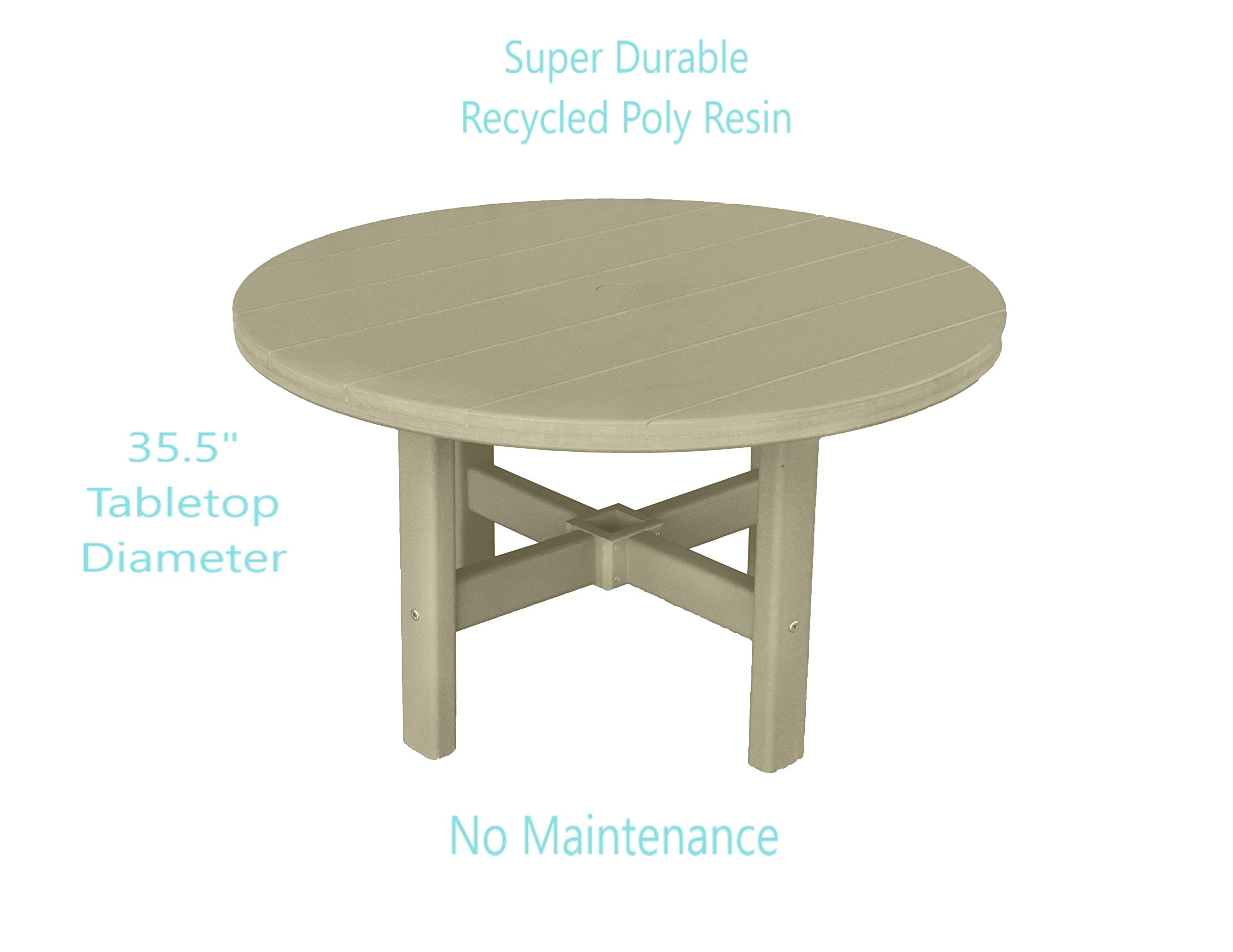 Phat Tommy Round Outdoor Coffee Table - Durable Poly Resin All-Weather Patio Furniture - Small Weatherproof Garden Table for Backyard, Poolside & Deck Use