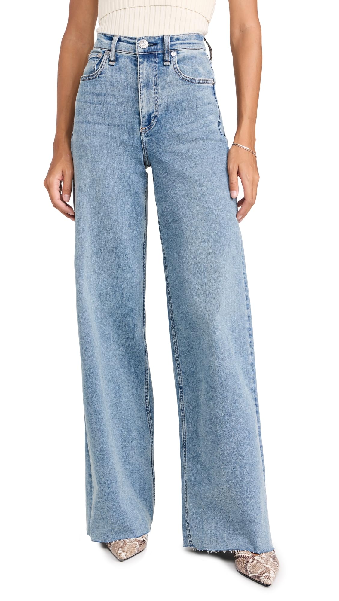 rag & bone Women's Flexi Sofie High Rise Full Length Wide Leg Jeans - Comfortable Stretch Denim for Casual Wear & Everyday Outfits