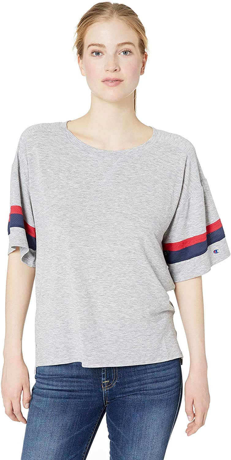 Champion Women's Gym Issue Football Tee - Comfortable Cotton Short Sleeve Workout Shirt for Training, Running & Sports | Perfect for Gym, Football Practice & Casual Wear