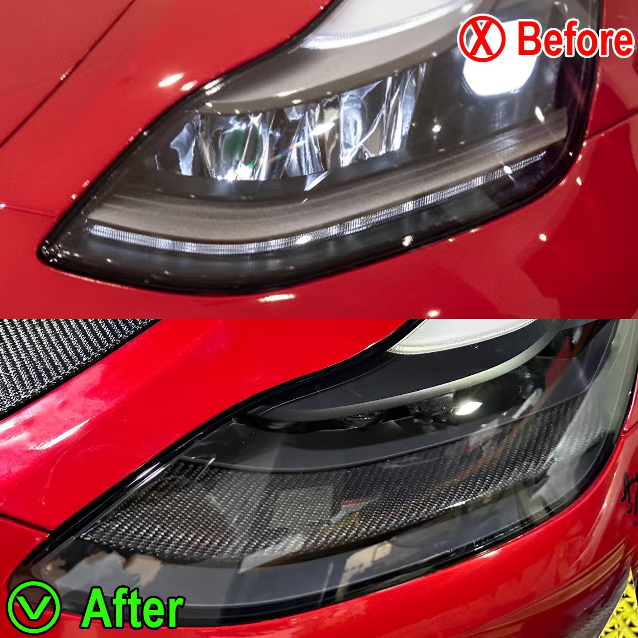 Premium Carbon Fiber Headlight Eyebrow Trim Replacement for Tesla Model 3 & Y - Enhance Style & Protection for Your Electric Vehicle