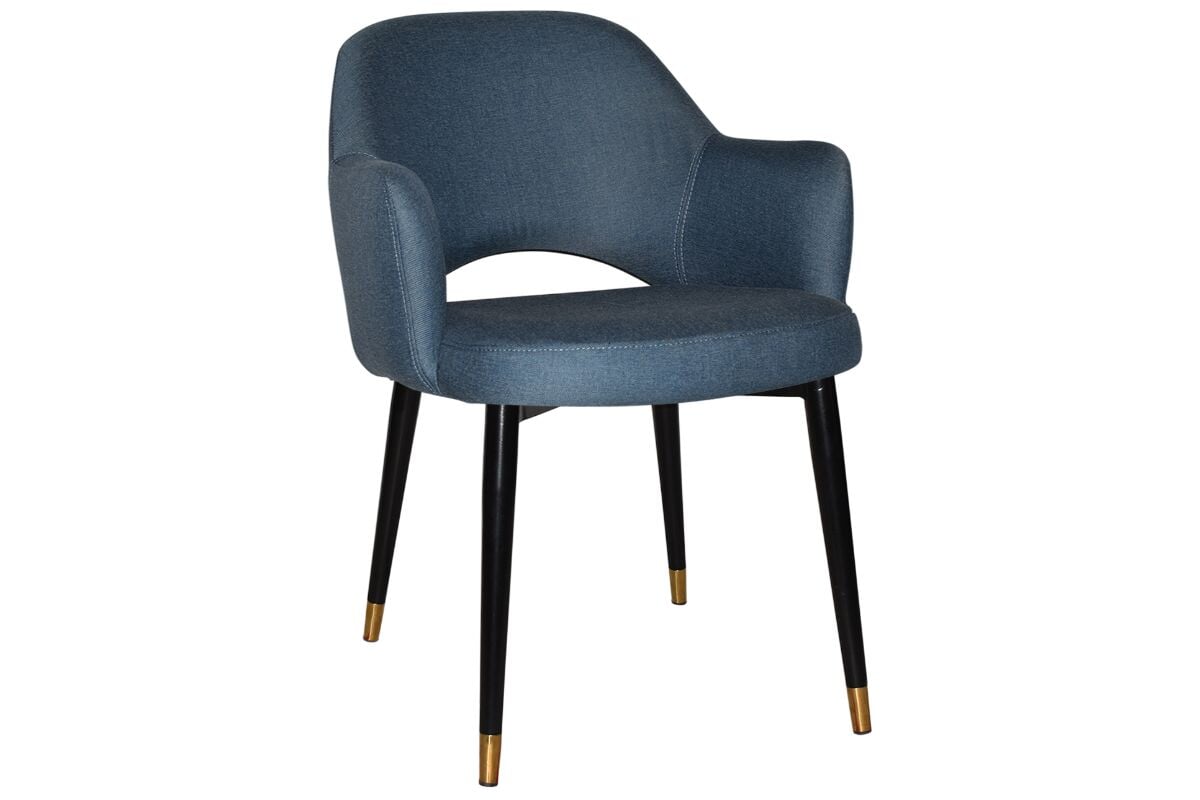 EZ Hospitality Cairo Indoor Armchair with Metal Base - Slim Black Brass 4-Leg Design for Living Room, Office or Dining Room Decor