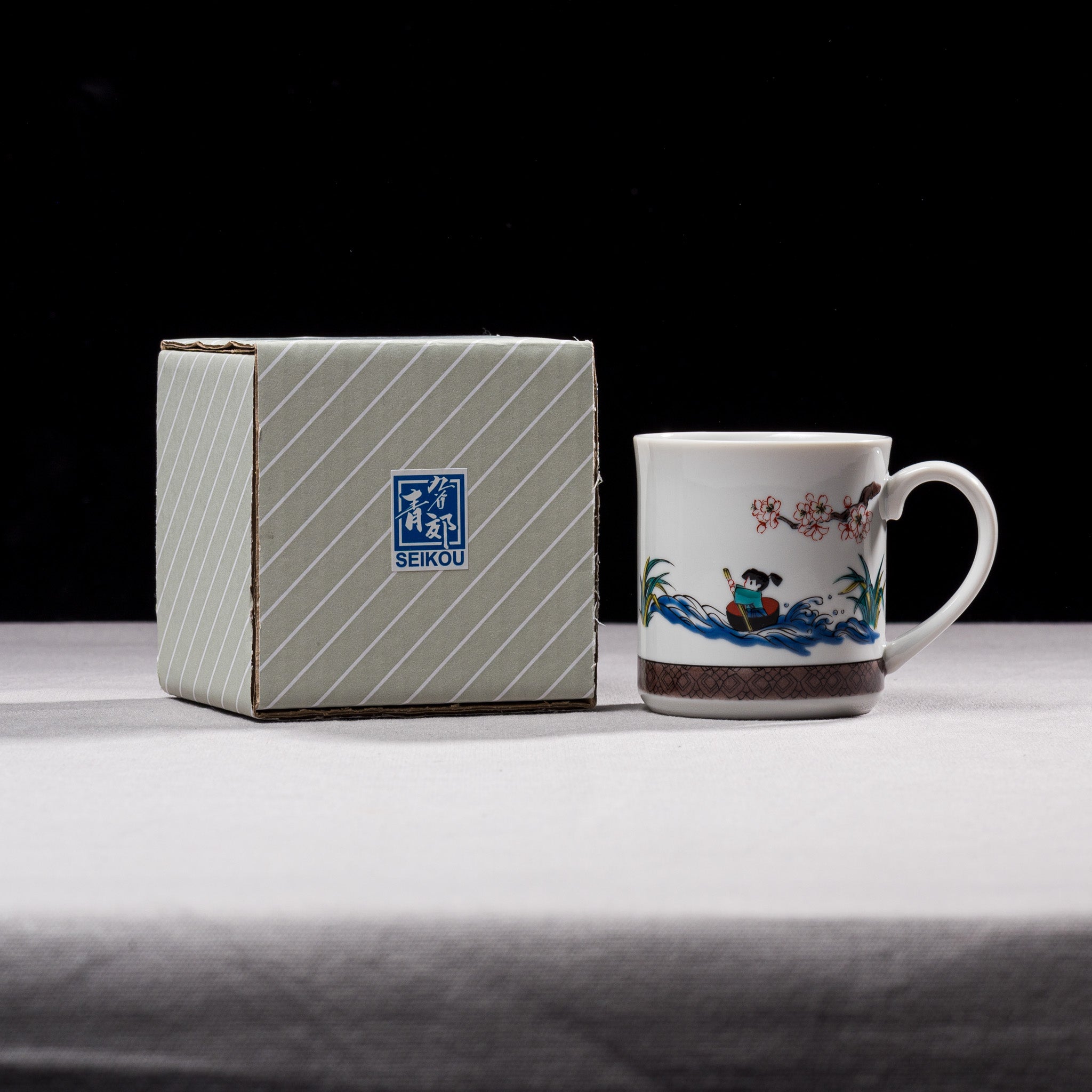 Japanese Folktale Issun Boushi Ceramic Mug - Traditional One Inch Boy Design - Perfect for Tea, Coffee & Hot Chocolate at Home or Office