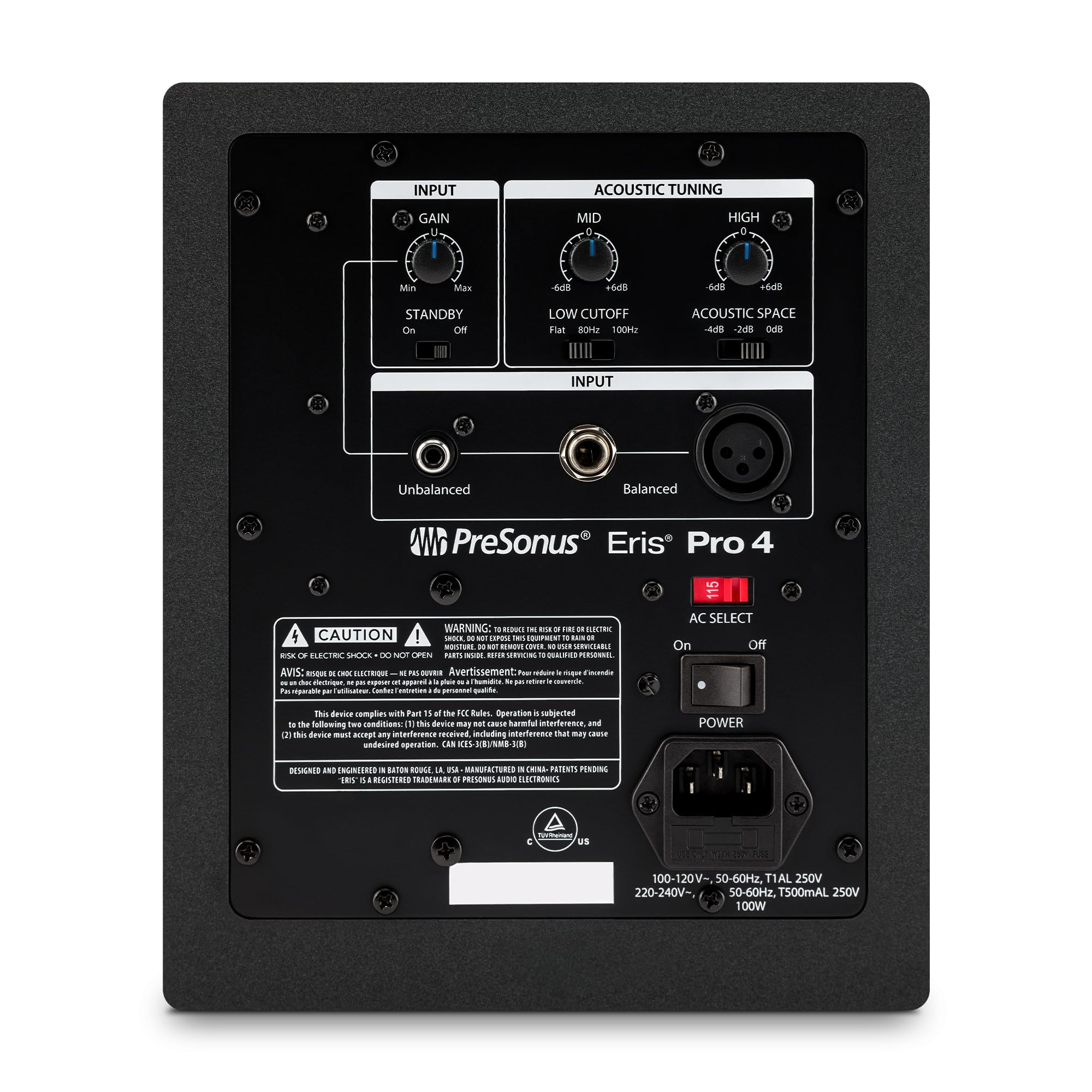 PreSonus Eris Pro 4 Studio Monitor - 4.5-inch Bi-Amped Active Coaxial Studio Monitor for Professional Audio Recording & Mixing | Wall & Ceiling Mountable | Perfect for Home Studios & Podcasting