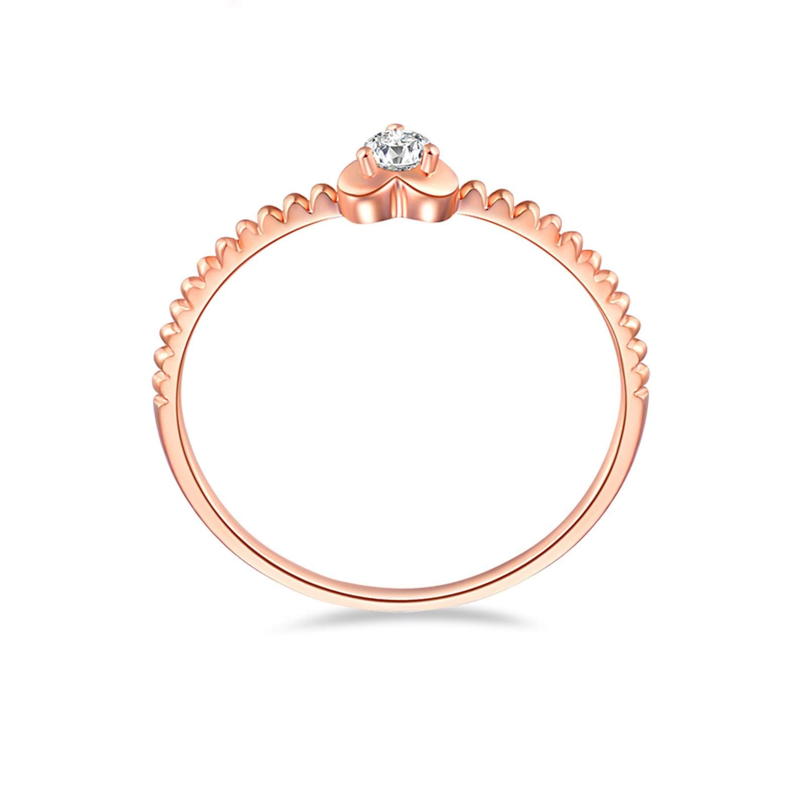 18K Rose Gold Heart-Shaped 0.05ct Diamond Ring for Women - Elegant Valentine's Gift, Anniversary Jewelry, Wedding Proposal Ring for Her