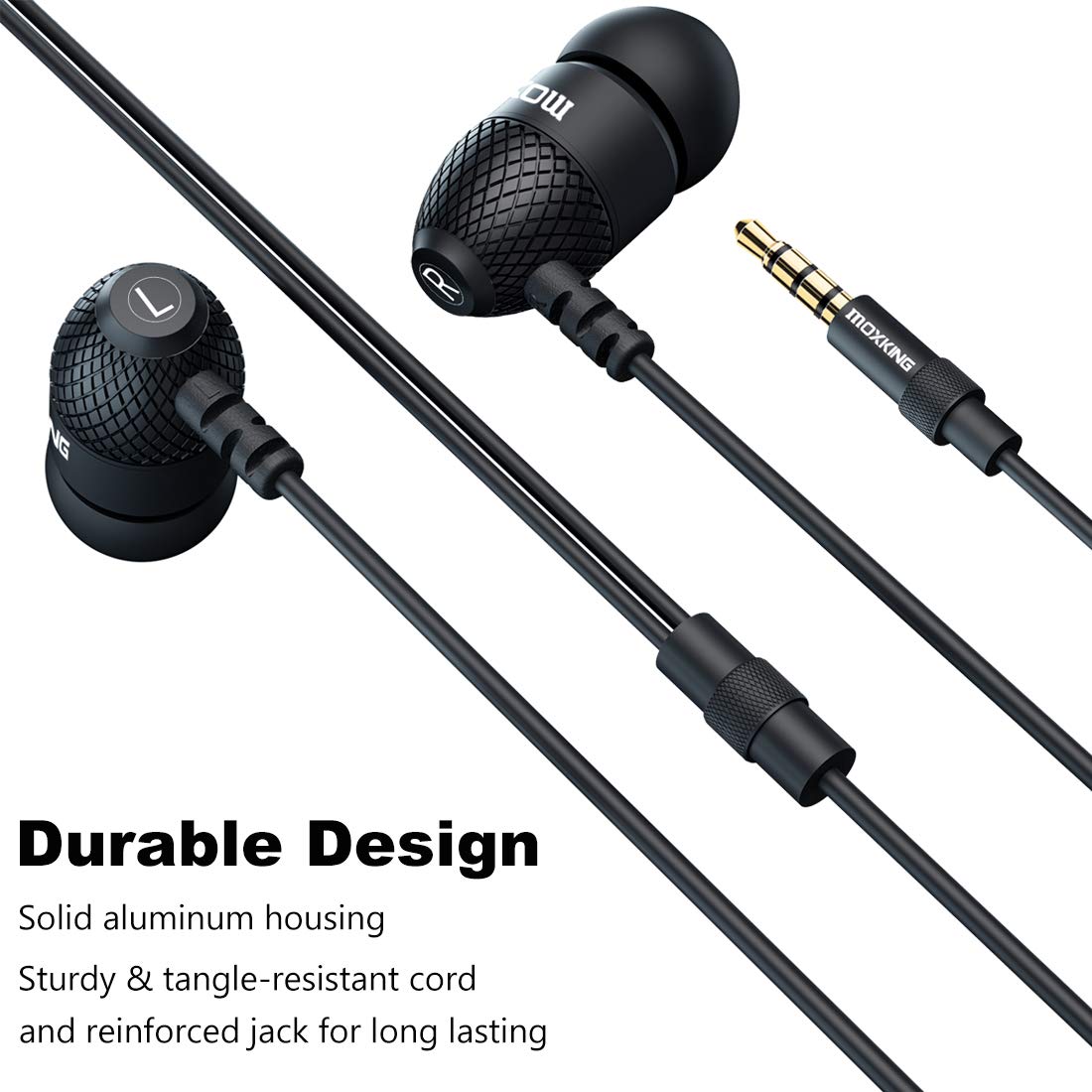 Joymiso Wired Earbuds with 12Ft Extra Long Cord - Durable Metal Earphones with Mic & Volume Control - Deep Bass Clear Sound Headphones for iPhone, Android, Computer, Laptop, TV - Perfect for Gaming, Workouts, Commuting & Office Use
