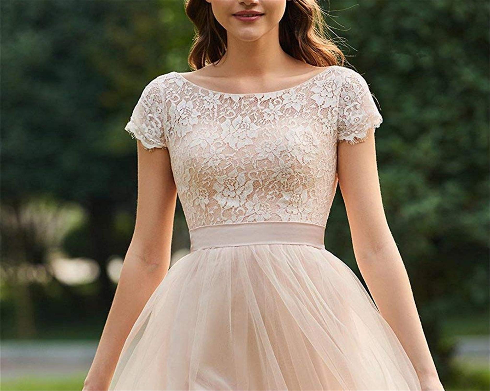 Elegant Women's Cap Sleeve Lace Tulle Bridesmaid Dress - Long Formal Prom Gown for Wedding Guest, Evening Party & Special Occasions