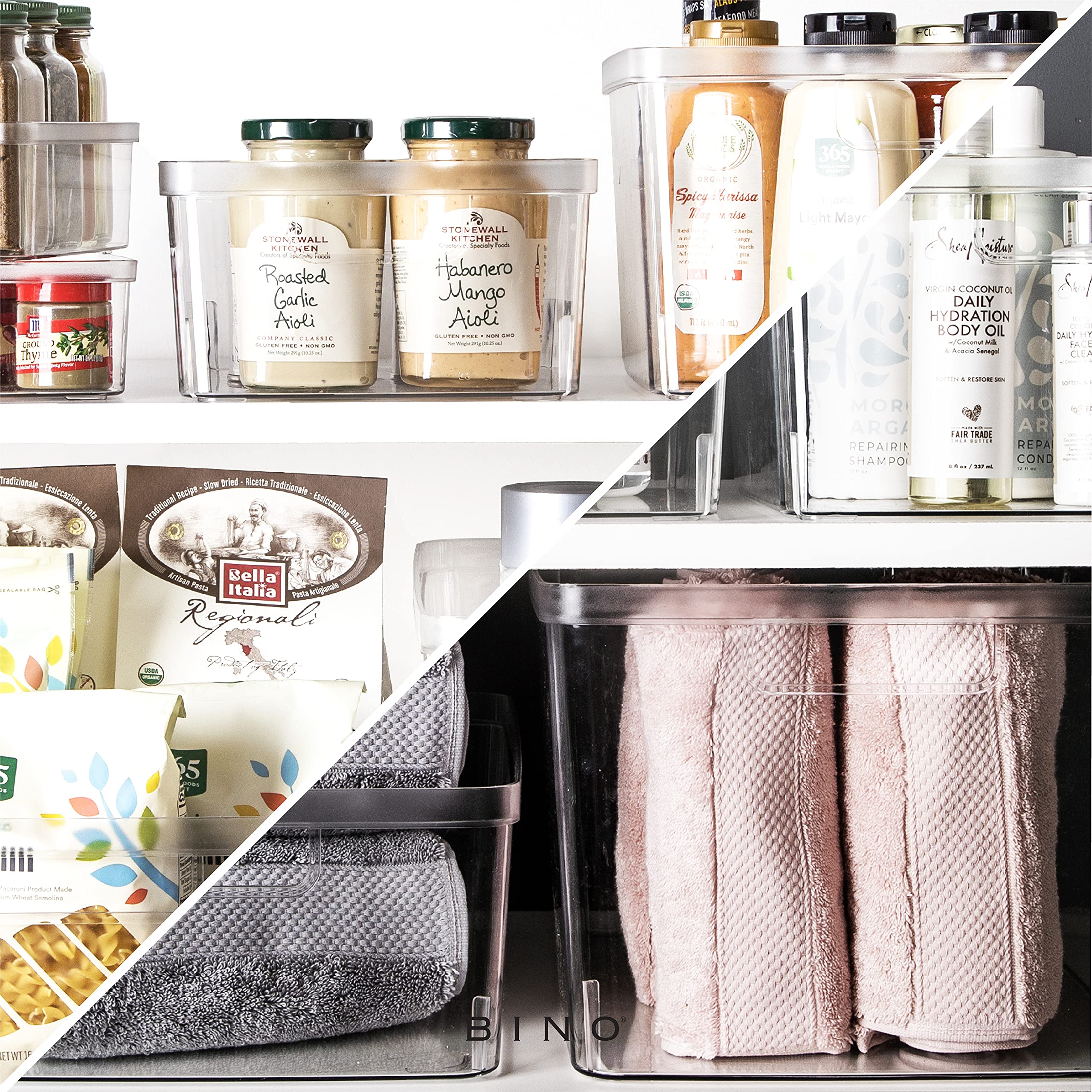 BINO Plastic Storage Bins - 30 Pack X-Small | Multi-Purpose Organizer Bins with Built-In Handles | BPA-Free | Pantry, Home, Fridge & Freezer Organization | Ideal for Kitchen, Bathroom, Office & Kids' Room Storage