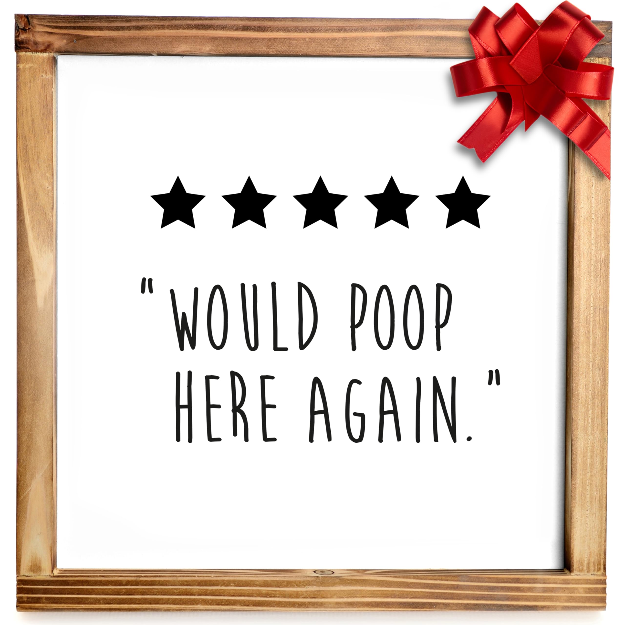 Funny 5 Stars Would Poop Here Again Bathroom Sign - Farmhouse Wall Decor for Bathrooms