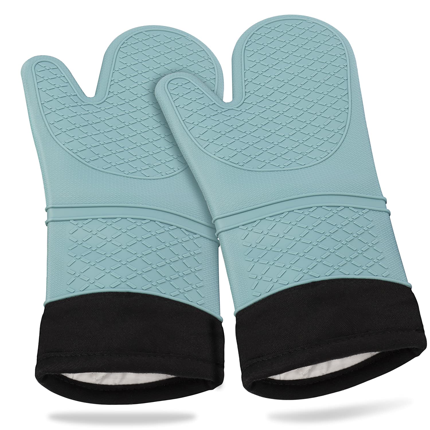 Heat Resistant Silicone Oven Gloves for Cooking, Baking, BBQ & Grilling - Waterproof & Non-Slip Kitchen Mitts for Microwave, Stovetop & Food Handling - Perfect for Hot Pans, Baking Sheets & Outdoor Grilling