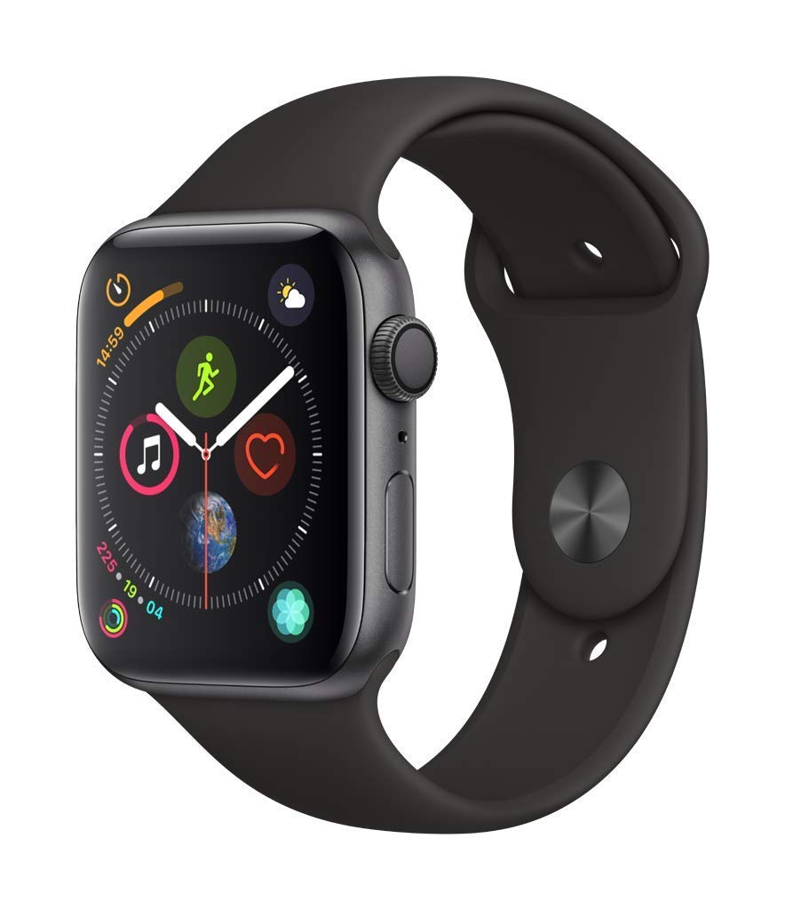 Apple Watch Series 4 (GPS, 44mm) - Space Gray Aluminum Case with Black Sport Band - Certified Refurbished - Perfect for Fitness Tracking, Notifications & Everyday Wear