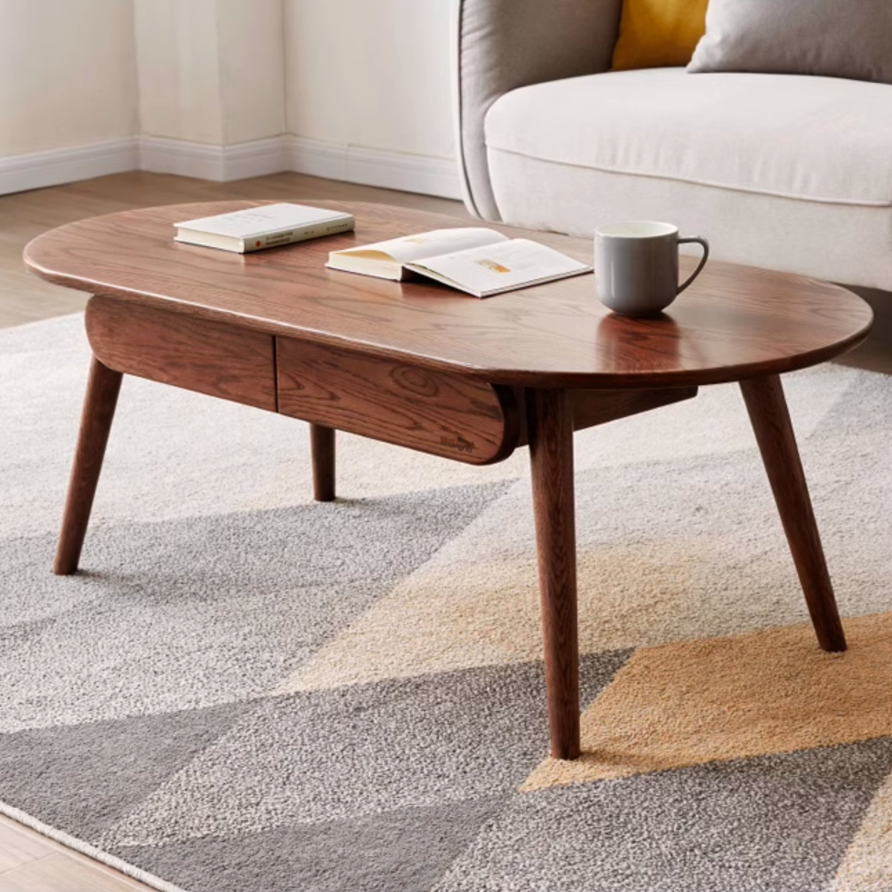 Premium Oak Solid Wood Luxury Coffee Table - Modern & Durable Living Room Centerpiece for Home Decor & Entertainment