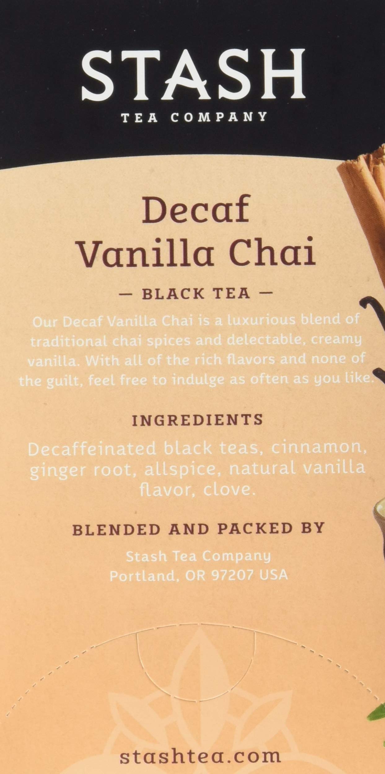 Decaf Vanilla Chai Tea Bags - Stash Tea 6 Boxes (108 Tea Bags Total) | Caffeine-Free Herbal Tea for Relaxation, Evening & Bedtime | Perfect for Stress Relief & Cozy Moments
