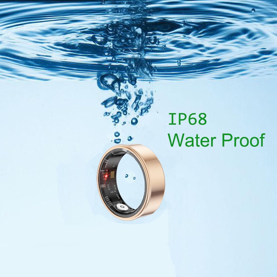 Smart Ring Health Tracker for Men & Women - Gold Size 9 Fitness Sleep Monitor with Long Lasting Battery - Perfect for Activity Tracking, Heart Rate Monitoring & Sleep Analysis