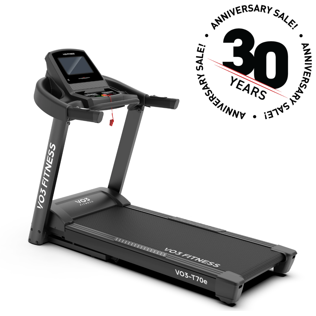 VO3 Fitness T70e Folding Treadmill with Free Spin Bike - Compact Home Gym Equipment for Cardio Workouts & Small Space Fitness
