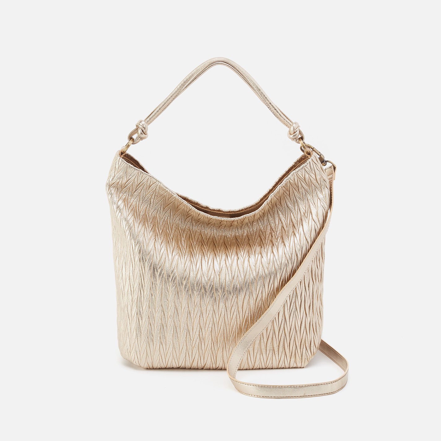 Lindley Hobo Handbag in Soft Pleated Leather - Gold | Stylish Crossbody Purse for Women | Perfect for Work, Travel & Everyday Use