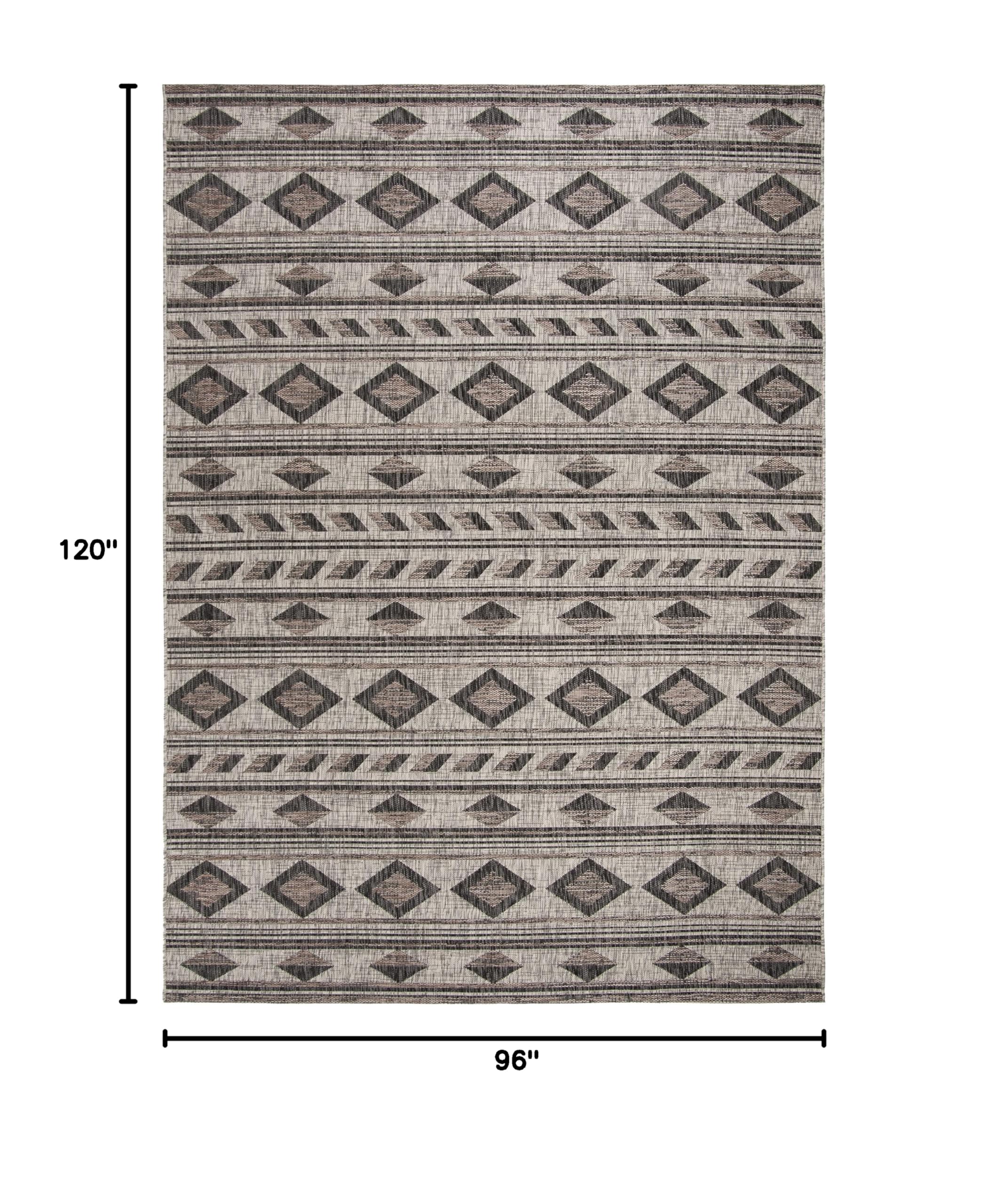 SAFAVIEH Courtyard Collection 8' x 10' Grey/Black Indoor Outdoor Waterproof Rug CY8529 - Easy to Clean, Perfect for Patio, Backyard, Mudroom & High-Traffic Areas