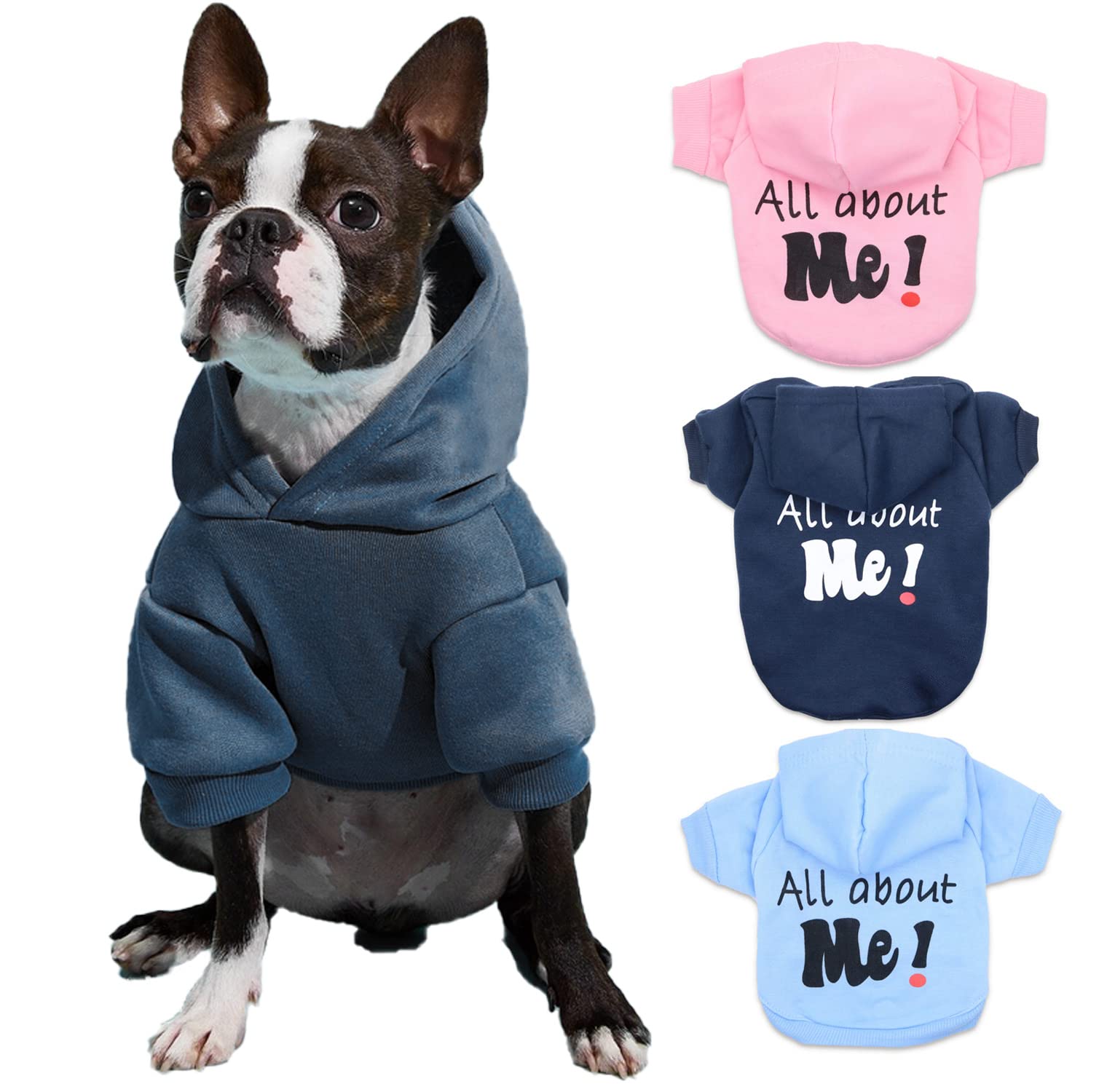 Small Dog Hoodie Sweatshirt for Boys - Navy Blue Puppy Clothes | Cozy Winter Outfit & Outdoor Adventure Apparel