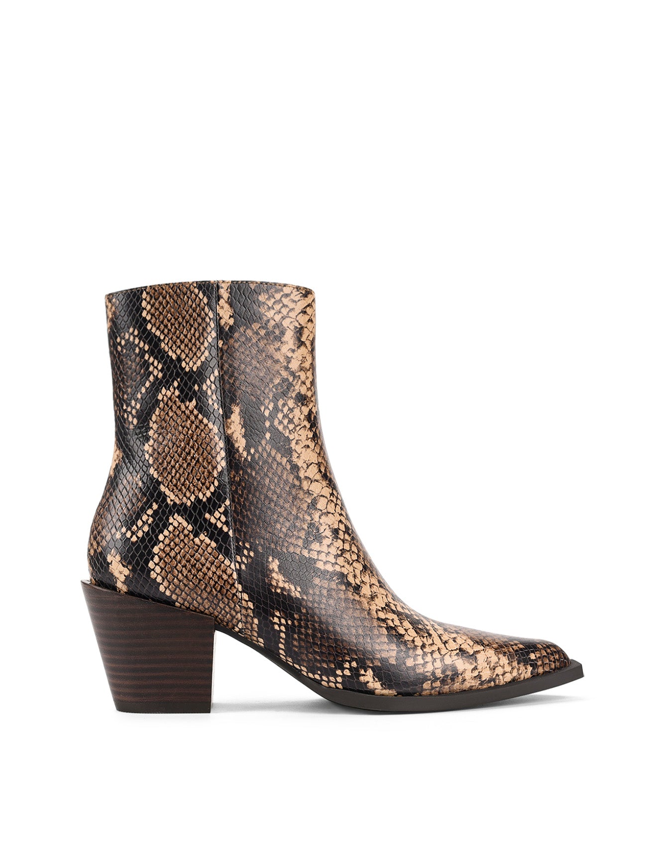 Roger Women's Ankle Boots - Brown Snake Leather Fashion Booties for Fall & Winter | Comfortable Casual & Dressy Shoes for Outfits, Office, Date Night