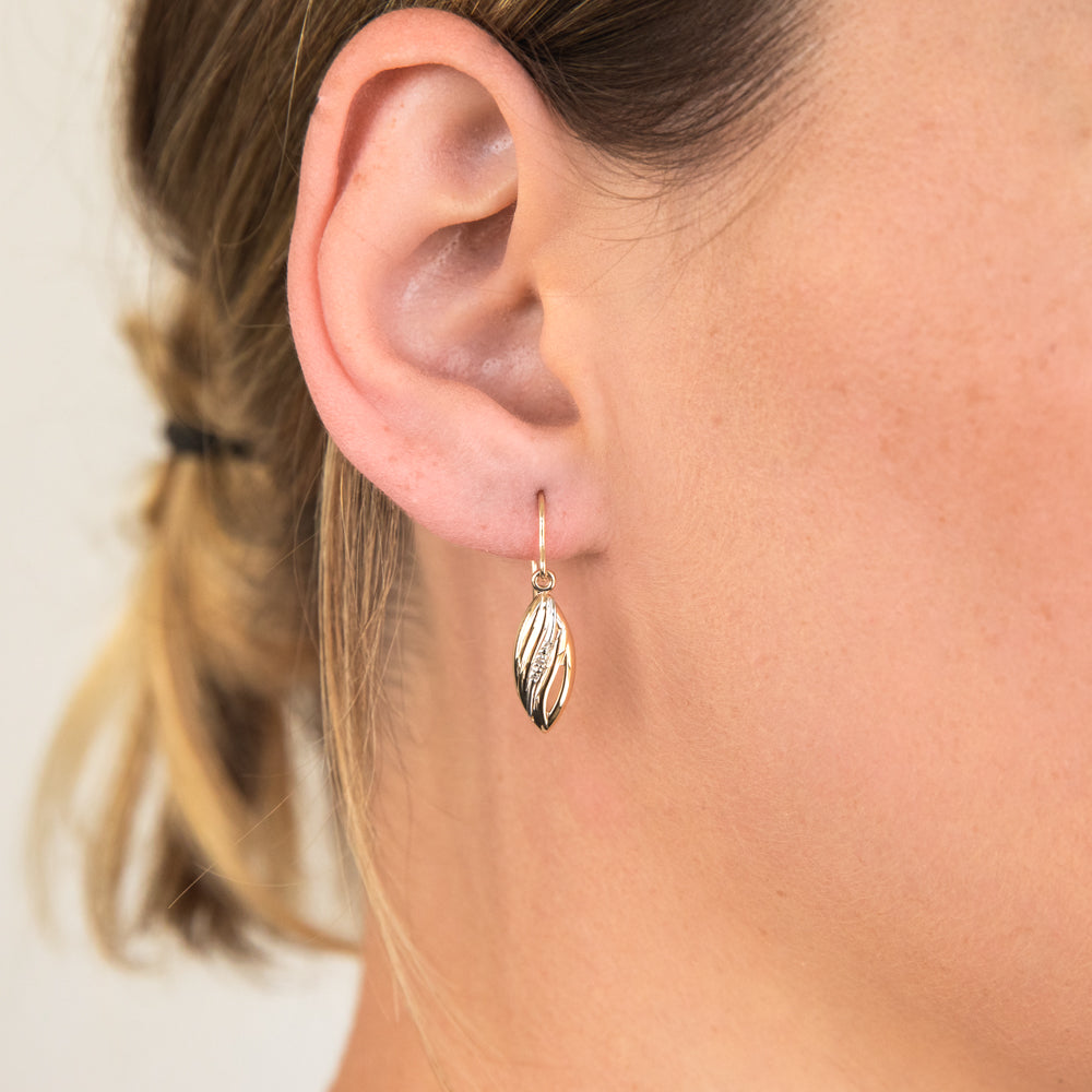 9ct Elegant Yellow Gold Diamond Drop Earrings for Women - Dainty & Luxurious Gift for Anniversary, Wedding, Party & Special Occasions