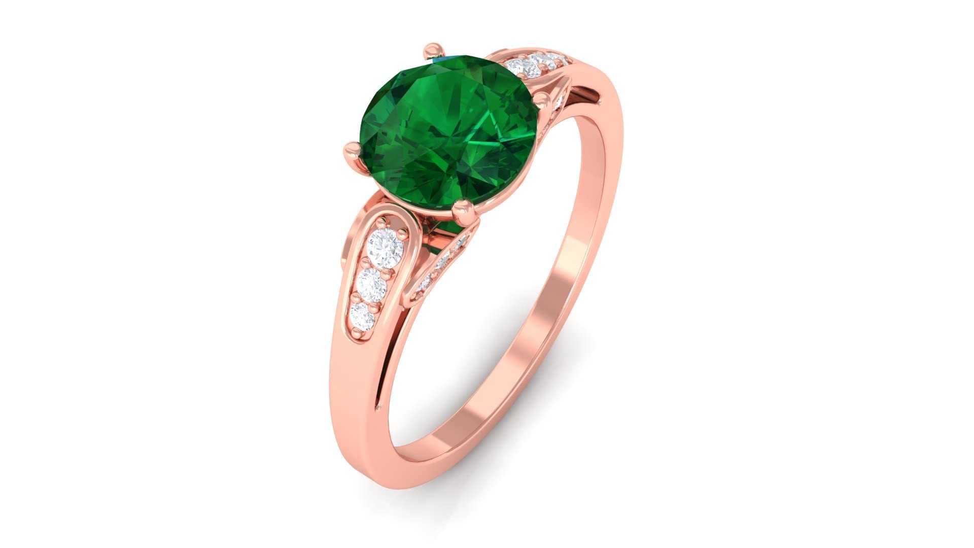 1.50 CT Lab-Created Emerald & Moissanite Ring in 14K Solid Gold - Solitaire Minimalist Engagement Ring for Women, Wedding, Anniversary Gift, Everyday Luxury Jewelry
