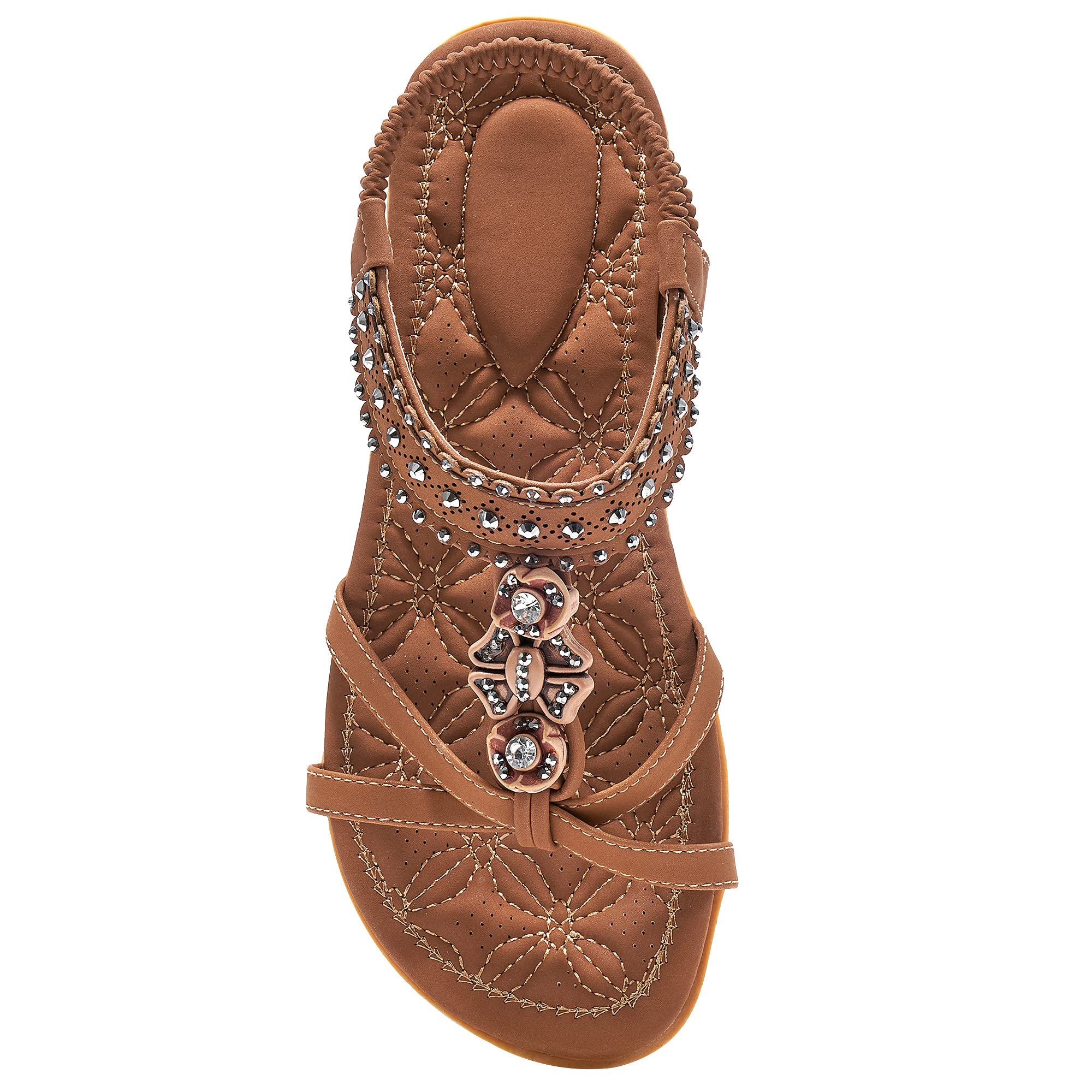 Alicegana Women's Comfortable Non-Slip Sandals - Bohemian Jeweled Flats for Walking, Beach & Summer Casual Wear | Perfect for Vacation, Dressy Outfits & Everyday Comfort