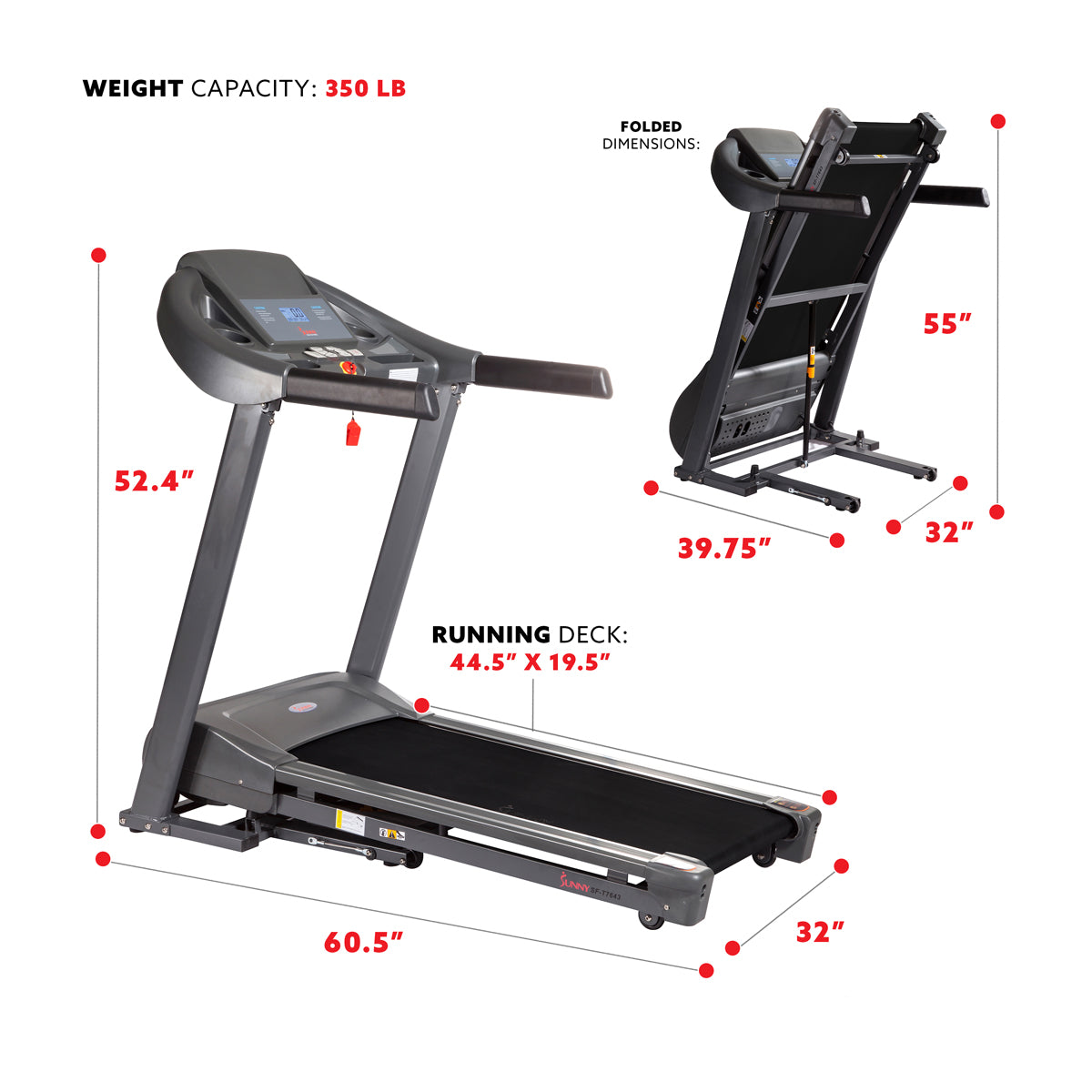 **Heavy Duty Treadmill with 350 LB Weight Capacity - Commercial & Home Use for Walking, Running & Cardio Workouts**