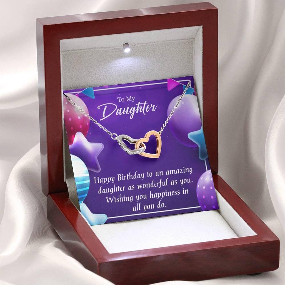 Personalized Daughter Necklace Gift - Stainless Steel Inseparable Love Pendant with Birthday Card - Perfect for Birthdays, Mother's Day & Special Occasions