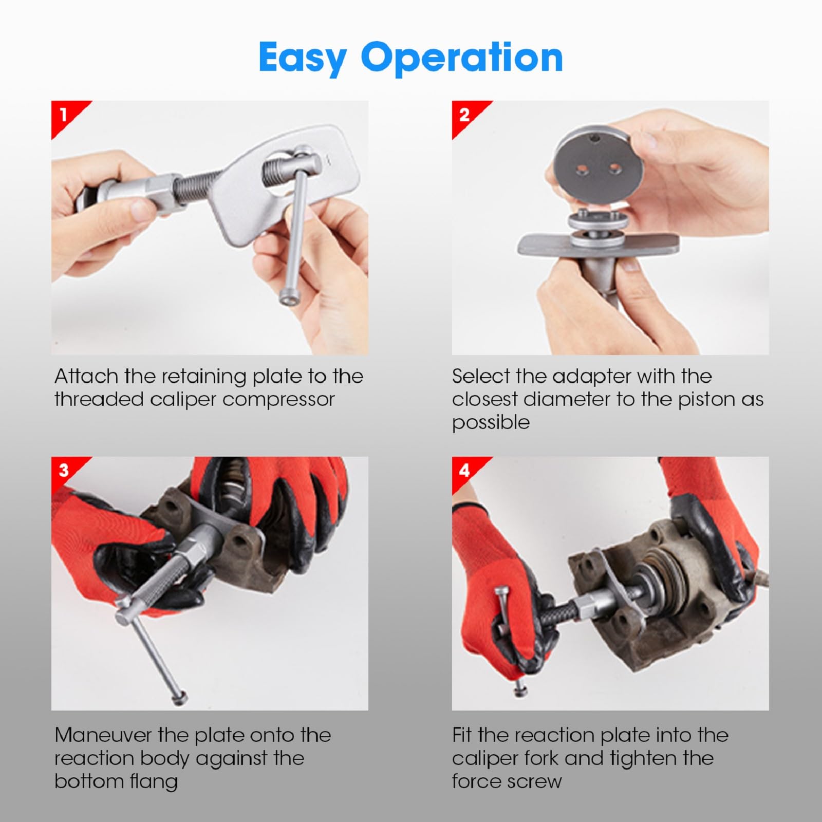 BIG RED Torin 22-Piece Brake Caliper Press Tool Kit | Disc Brake Piston Caliper Compressor Set for Brake Pad Replacement & Reset (Red, ATRHS-E3318BR) | Professional Automotive Repair Tool for DIY Mechanics & Car Enthusiasts