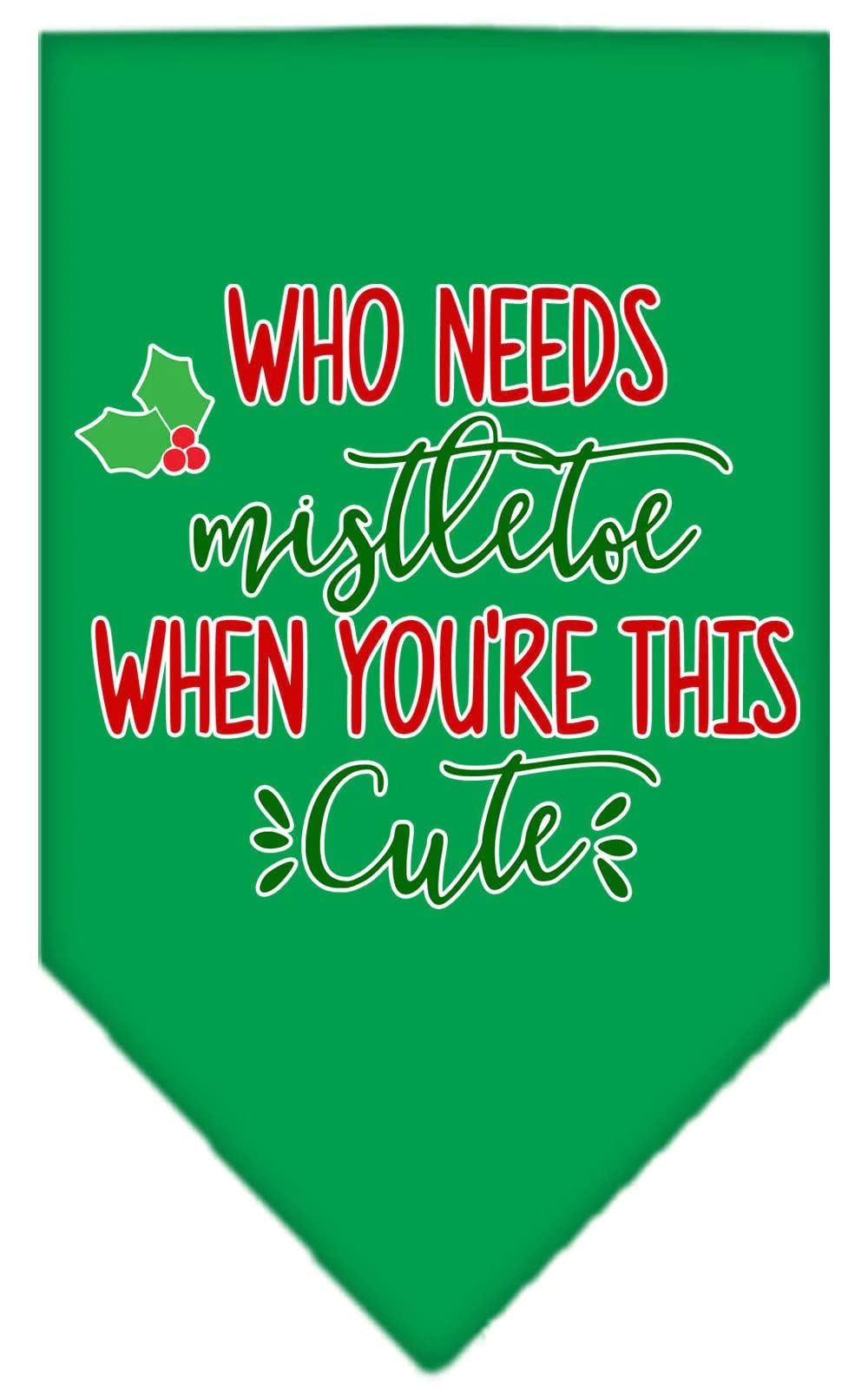 Christmas Pet Bandana for Dogs - 'Who Needs Mistletoe' Screen Printed Purple Small Holiday Accessory | Perfect for Holiday Photos & Festive Gatherings