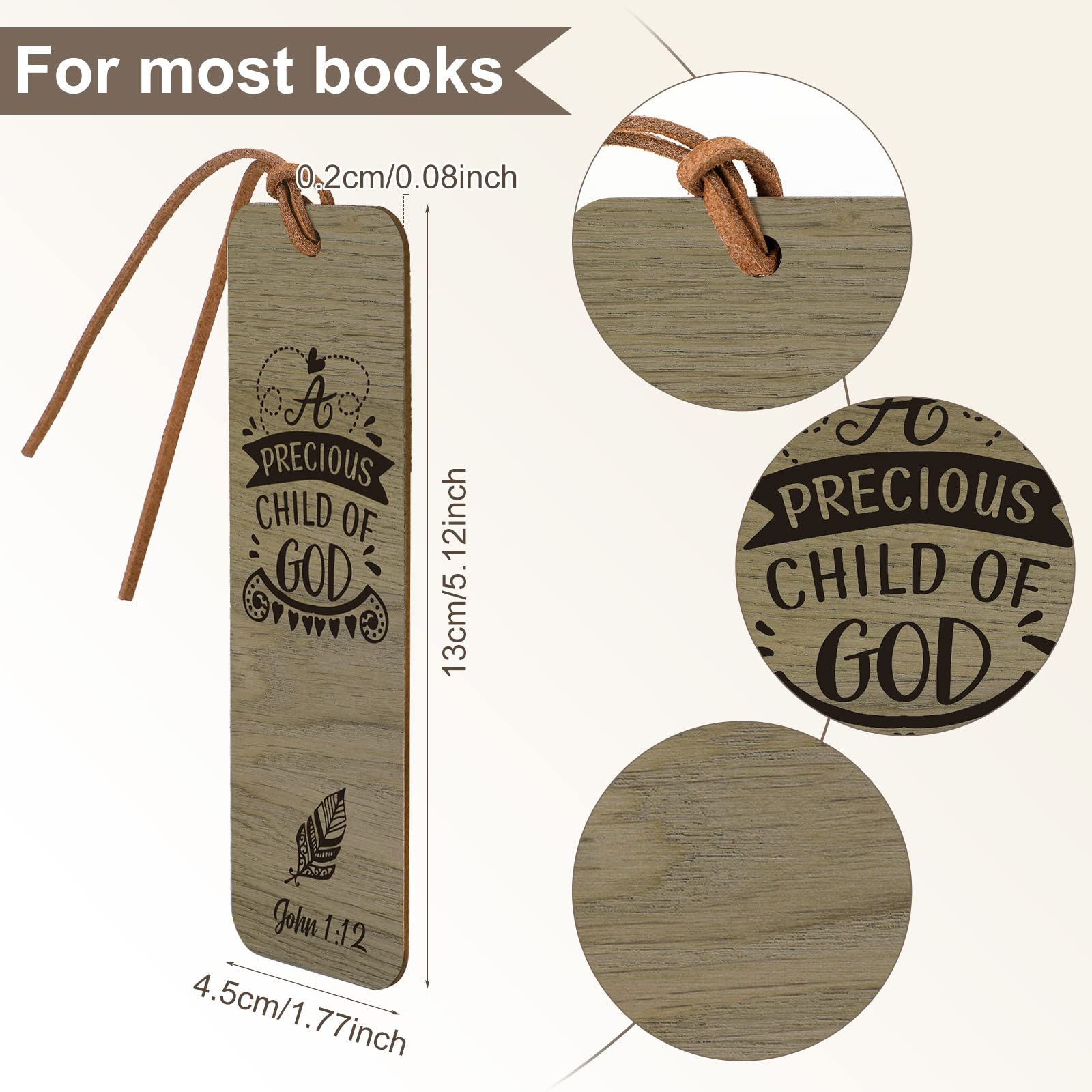 Chunful 20-Piece Wooden Christian Bible Verse Bookmarks - Religious Scripture Gifts for Baptism, Women & Men (5 x 2 Inches) - Perfect for Christmas, Bible Study & Inspirational Gifting