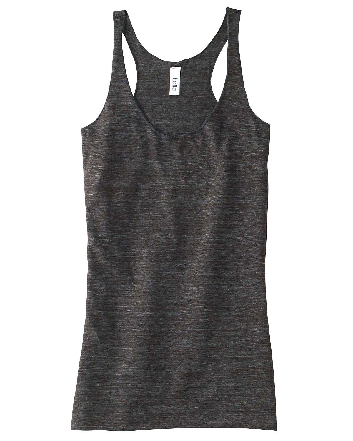 Bella Women's 4 Oz Sylvia Tri-Blend Racerback Tank Top - Soft Charcoal Heather - Breathable & Comfortable Sleeveless Shirt for Yoga, Gym & Casual Wear - Size S
