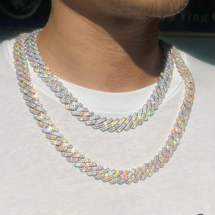 21 Necklace Moissanite Tennis Chain Cuban Link Iced Out - Elegant Jewelry for Women & Men, Perfect for Parties, Weddings & Everyday Wear