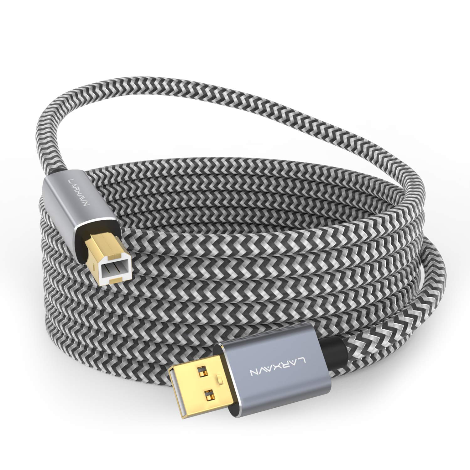 25ft USB 2.0 Printer Cable - High Speed USB A Male to B Male Scanner Cord for HP, Canon, Epson, Dell, Brother Printers - Perfect for Home Office, Business Printing & Scanning Needs