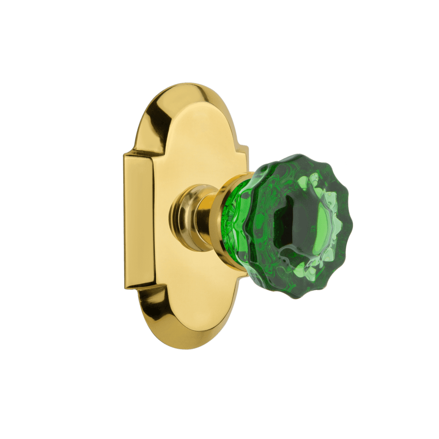 Emerald Crystal Knob Cottage Short Plate in Polished Brass - Elegant Cabinet & Drawer Hardware for Vintage Home Decor