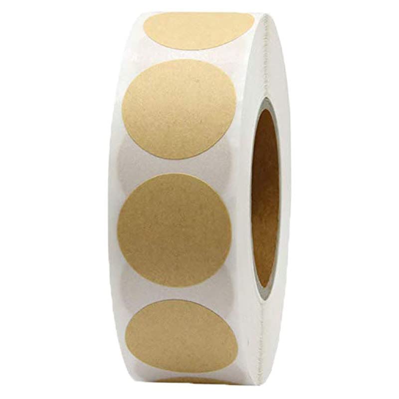 1 Inch Round Natural Brown Kraft Stickers - 1000 Blank Glossy Writable Paper Dot Labels for DIY Crafts, Scrapbooking & Gift Packaging