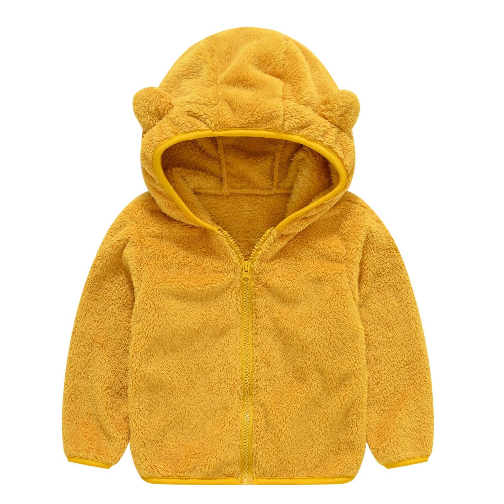 Baby Boys & Girls Fleece Hooded Jacket with Bear Ears - Warm Winter Snowsuit Zip-Up Jumpsuit Romper for Toddlers | Perfect for Outdoor Play, Snow Days & Cold Weather