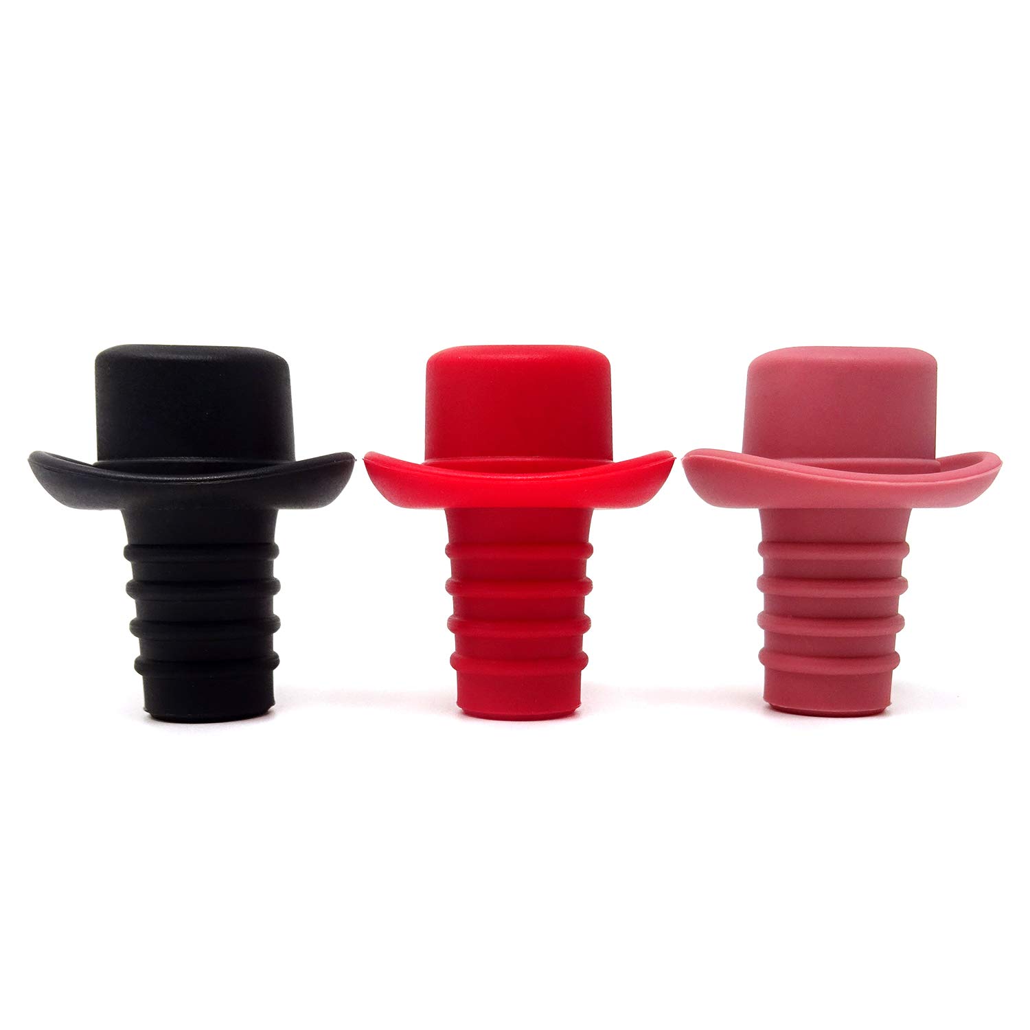 Honbay 3-Piece Reusable Silicone Wine Stoppers - Airtight Wine Bottle Corks & Beer Bottle Sealer Caps - Perfect for Preserving Wine, Champagne & Liquor at Home or Parties