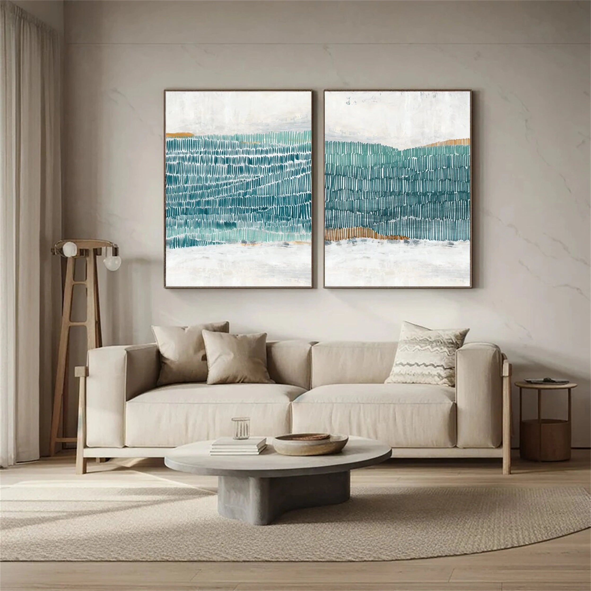 Abstract Tranquility Set of 2 Modern Canvas Wall Art - Minimalist Home Decor for Living Room, Bedroom & Office - #WS121