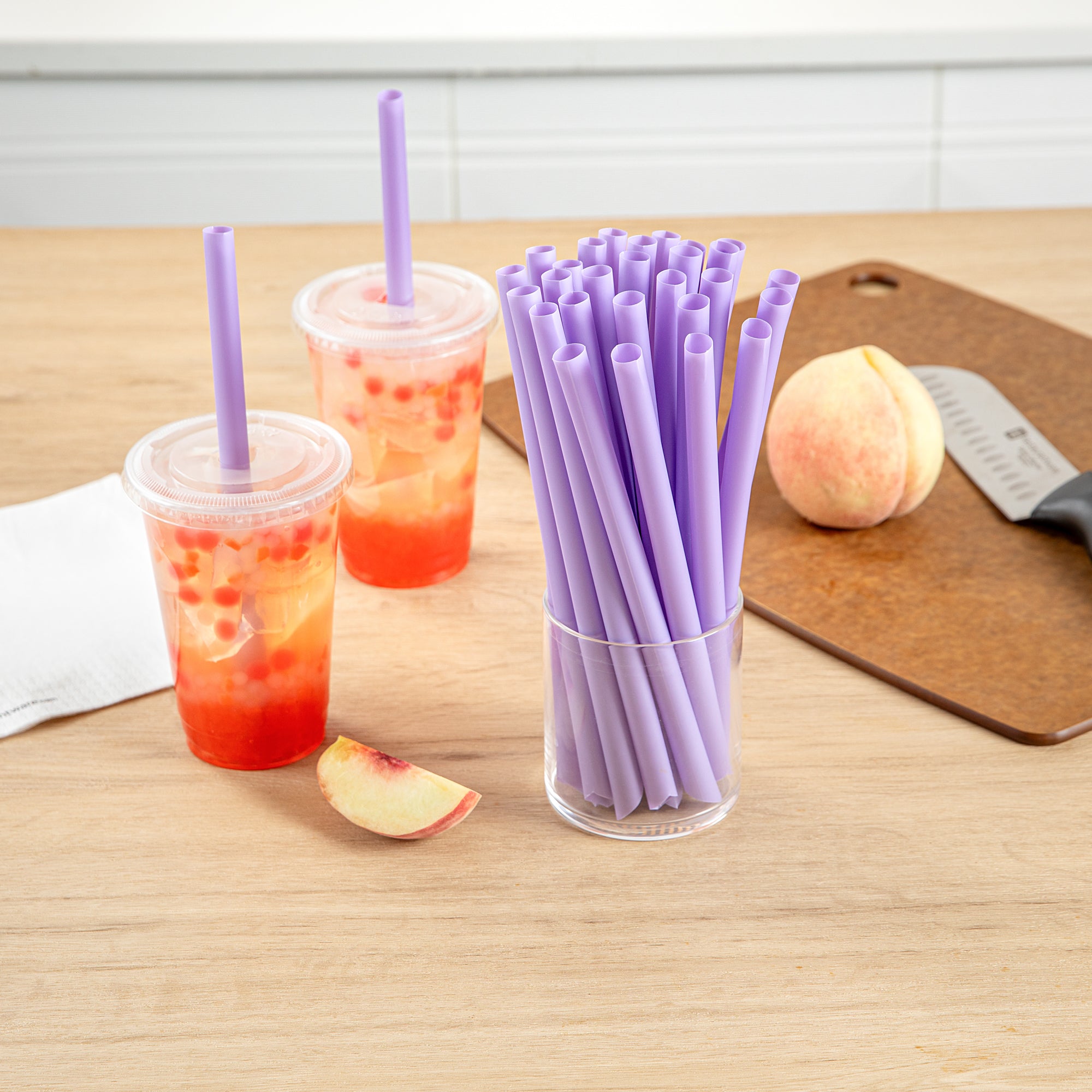 Eco-Friendly Extra Wide Purple PLA Plastic Boba Straws - Compostable, Pointed Tip, 9mm (100 Count) - Perfect for Bubble Tea, Smoothies & Cold Drinks