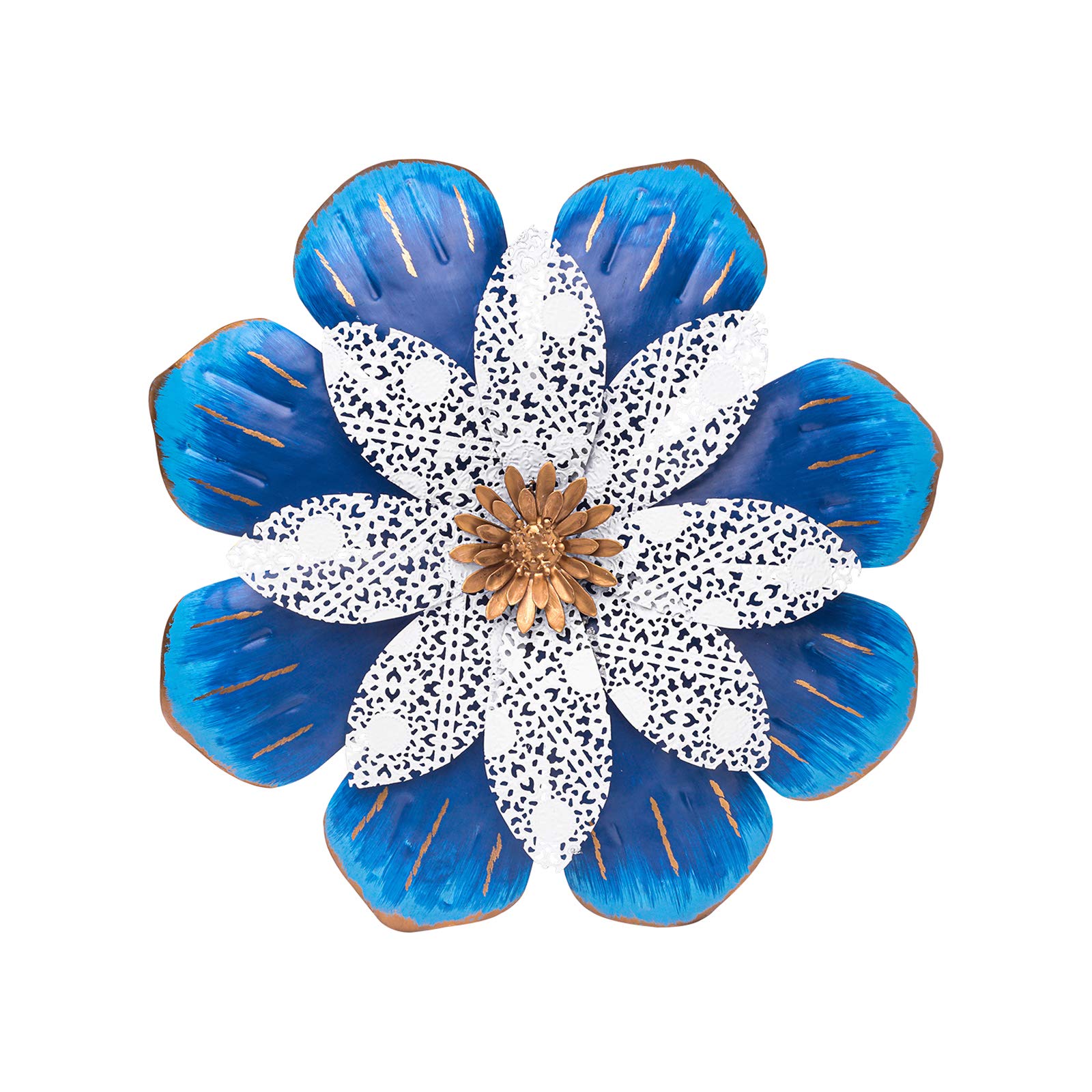 SONGXIN 13 Inch Royal Blue Metal Flower Wall Art - Outdoor Garden Decor, Patio Fence Decoration for Bathroom, Living Room, Bedroom & Porch - Elegant Home & Garden Accent Piece for Wall Decor & Backyard Landscaping