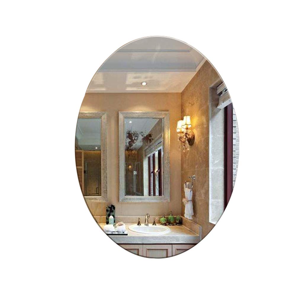 Frameless Oval Bathroom Mirror - Wall Mounted Vanity Mirror for Makeup, Shaving & Grooming | Modern Home Decor for Bathroom, Bedroom & Dressing Table | Perfect for Hotels, Salons & Residential Use | Use in Bathroom Vanity, Bedroom Dresser, Salon Stations & Hotel Suites | Ideal for Small Spaces & Minimalist Decor