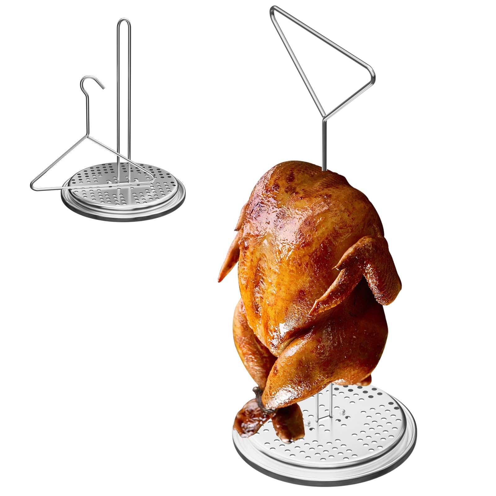 Stainless Steel Turkey Deep Fryer Kit with Hook, Hanger & Vertical Roaster Holder - Perfect for Outdoor BBQ, Thanksgiving Cooking & Poultry Frying Accessories